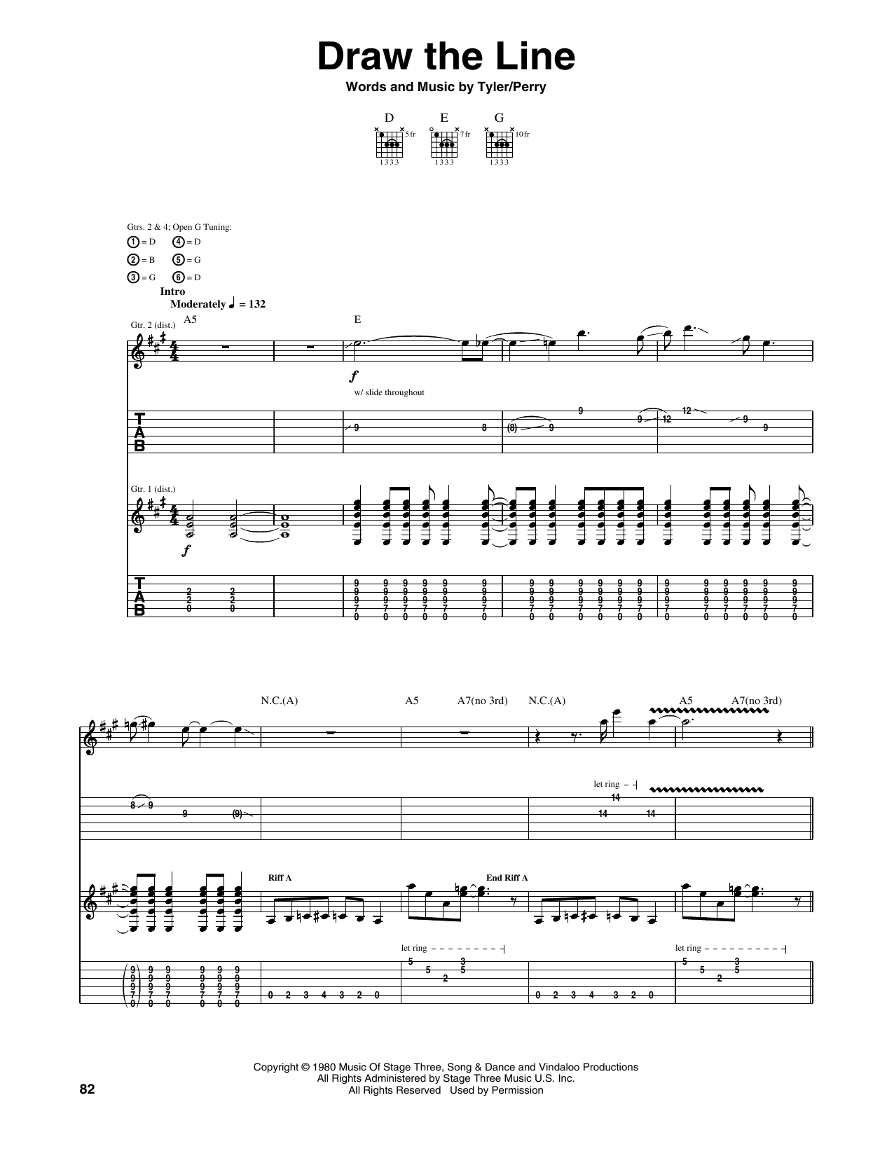 Download Aerosmith Draw The Line Sheet Music