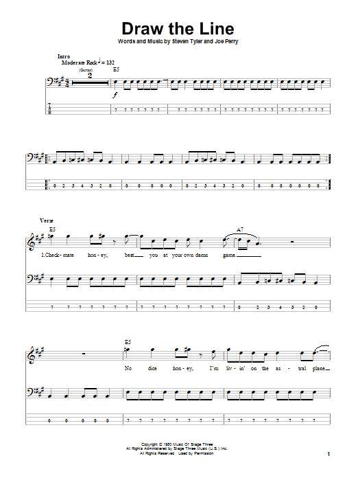 Download Aerosmith Draw The Line Sheet Music