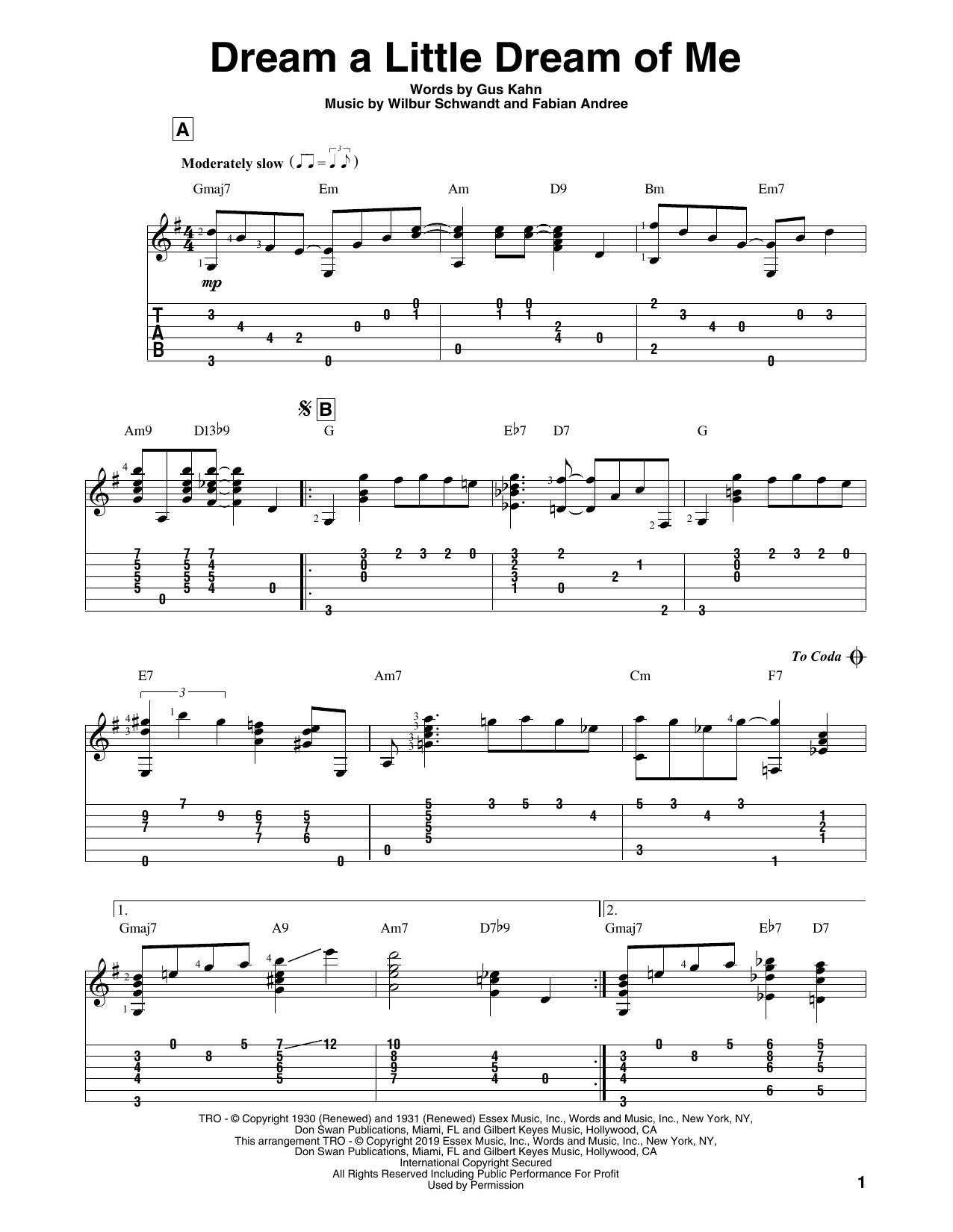 Download The Mamas & The Papas Dream A Little Dream Of Me Sheet Music