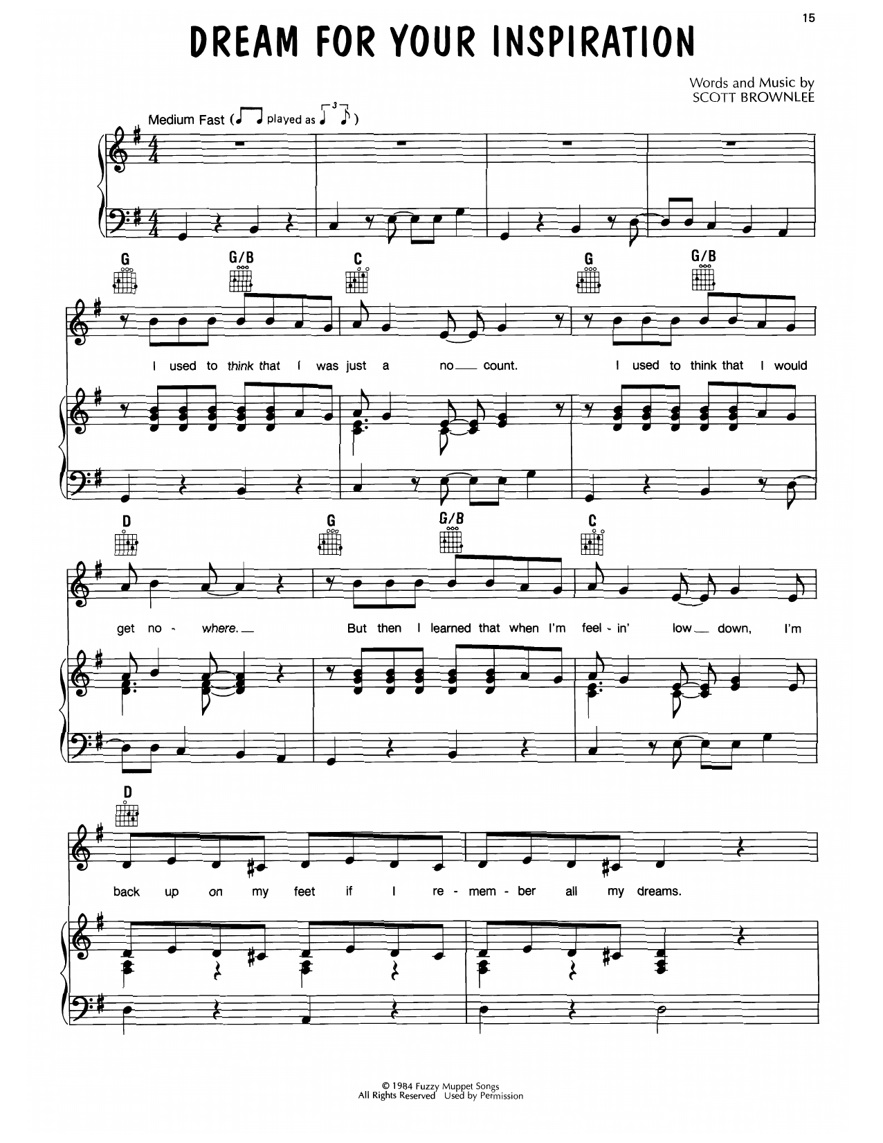 Download Scott Brownlee Dream For Your Inspiration (from Muppet Sheet Music