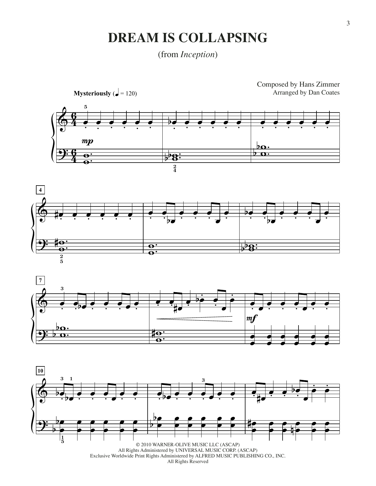Download Hans Zimmer Dream Is Collapsing (from Inception) (a Sheet Music