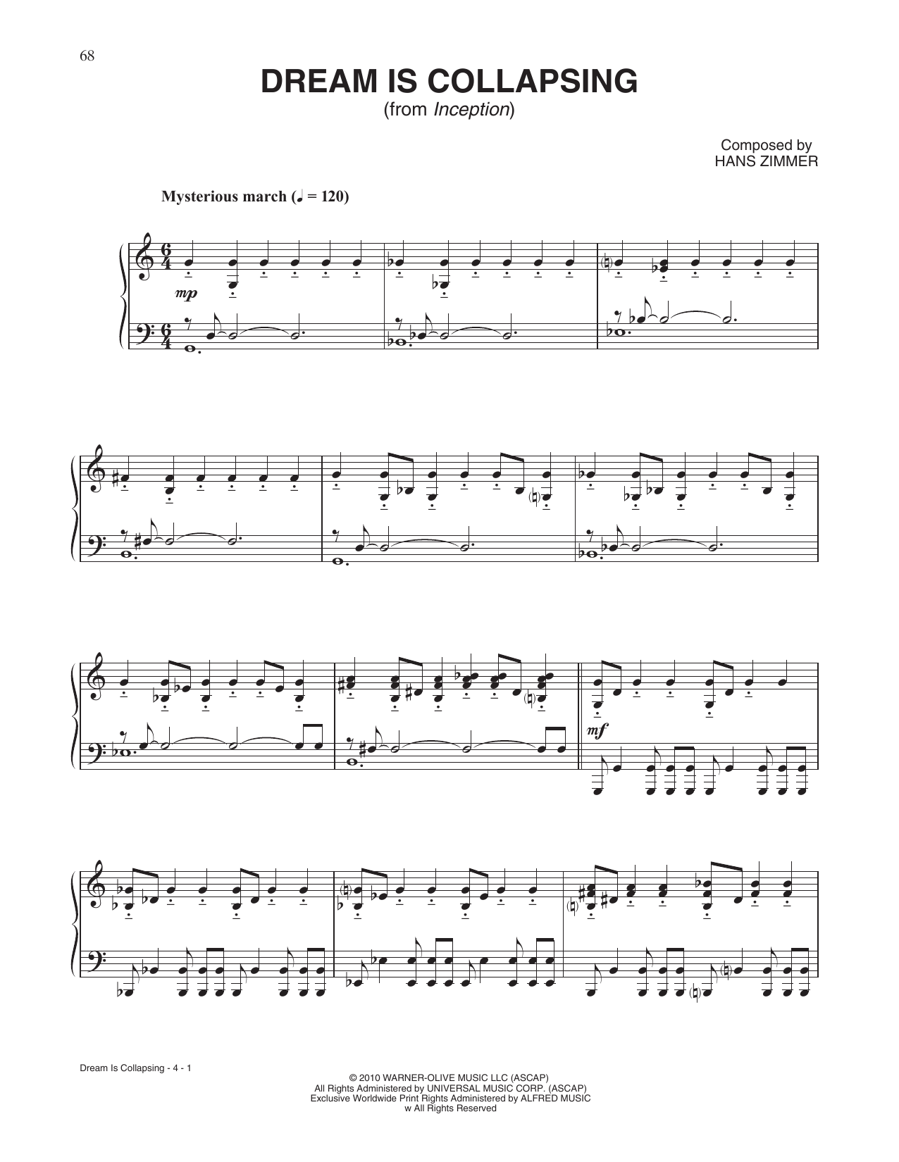 Download Hans Zimmer Dream Is Collapsing (from Inception) Sheet Music