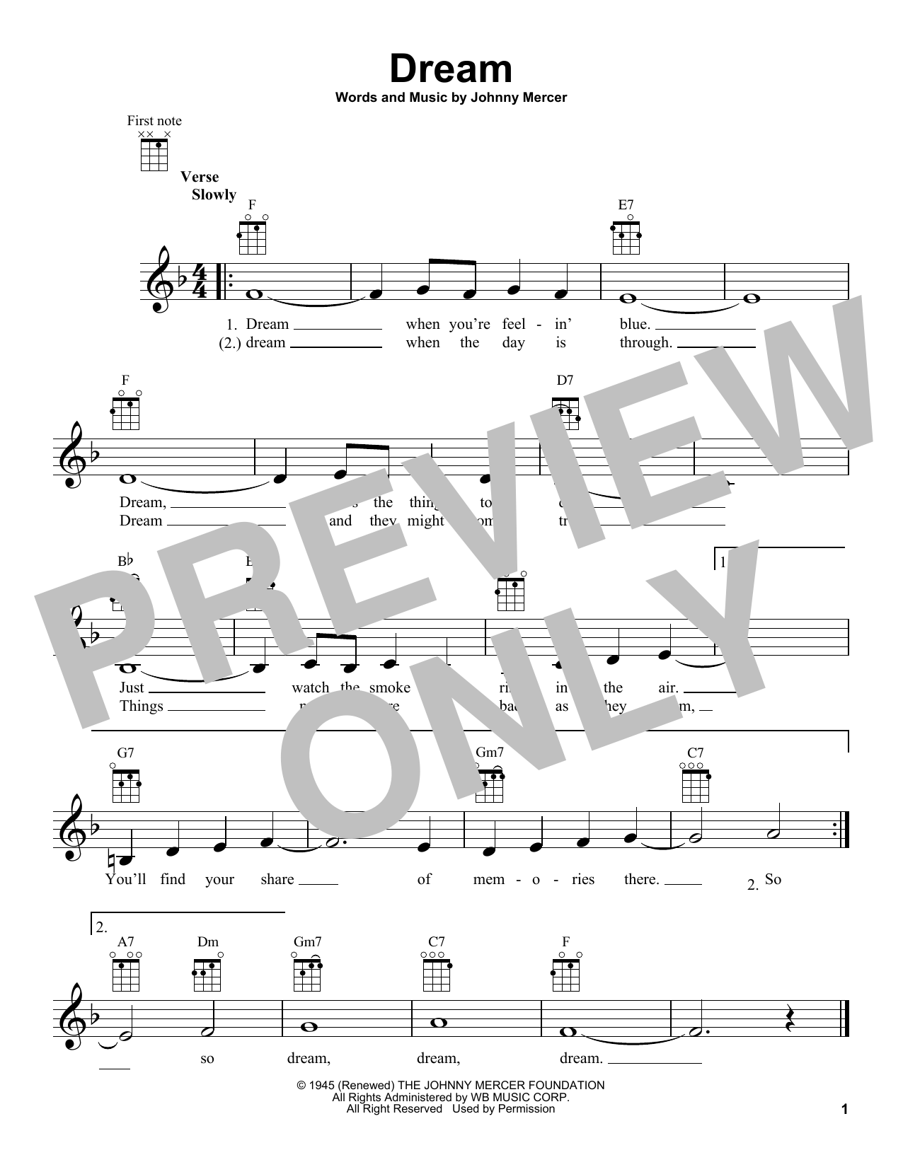 Download Johnny Mercer Dream Sheet Music