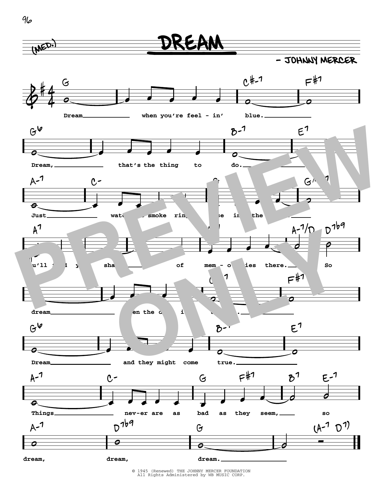 Download Frank Sinatra Dream (Low Voice) Sheet Music