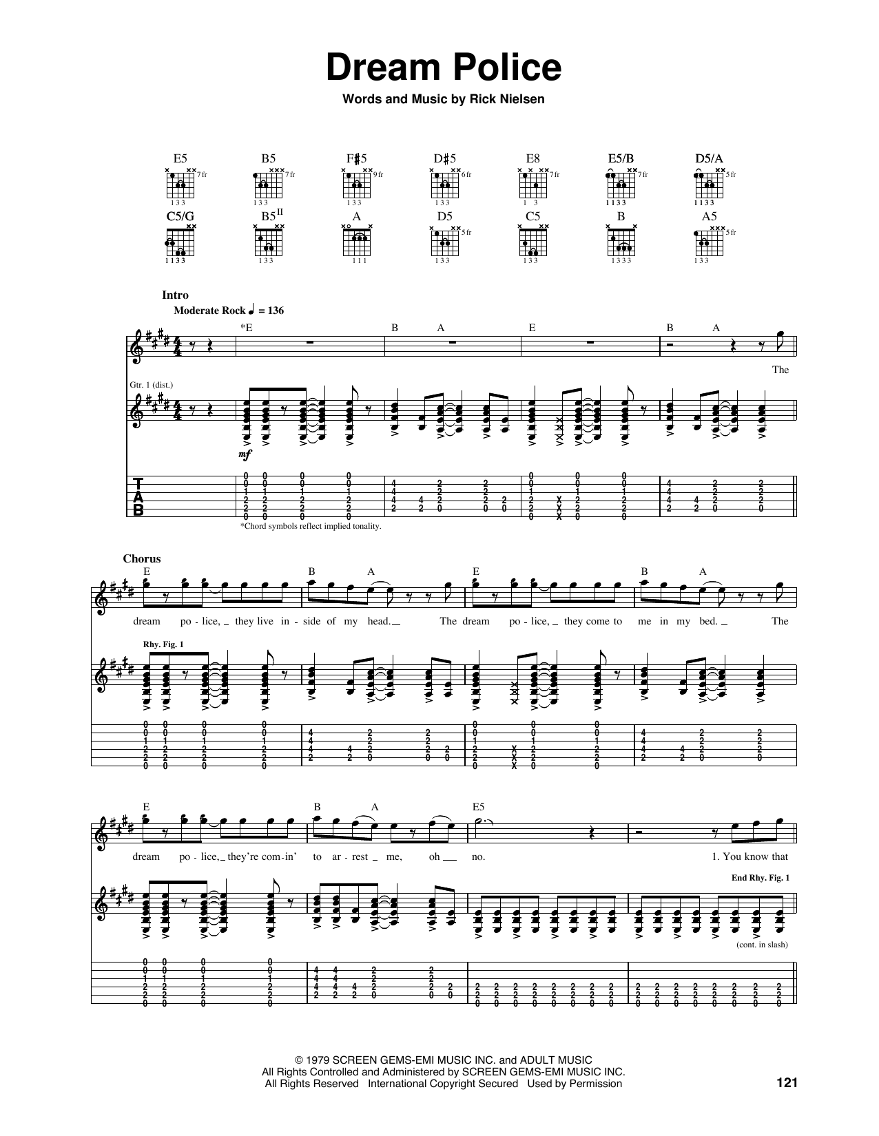 Download Cheap Trick Dream Police Sheet Music