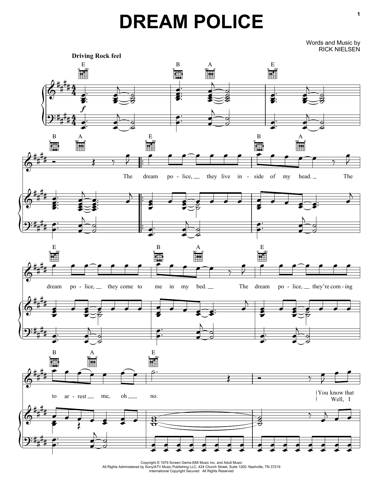 Download Cheap Trick Dream Police Sheet Music
