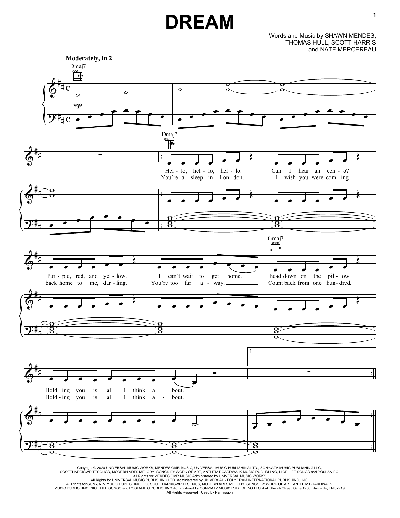 Download Shawn Mendes Dream Sheet Music