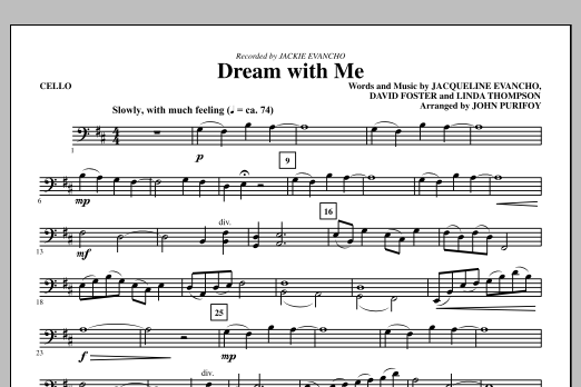 Download John Purifoy Dream With Me - Cello Sheet Music