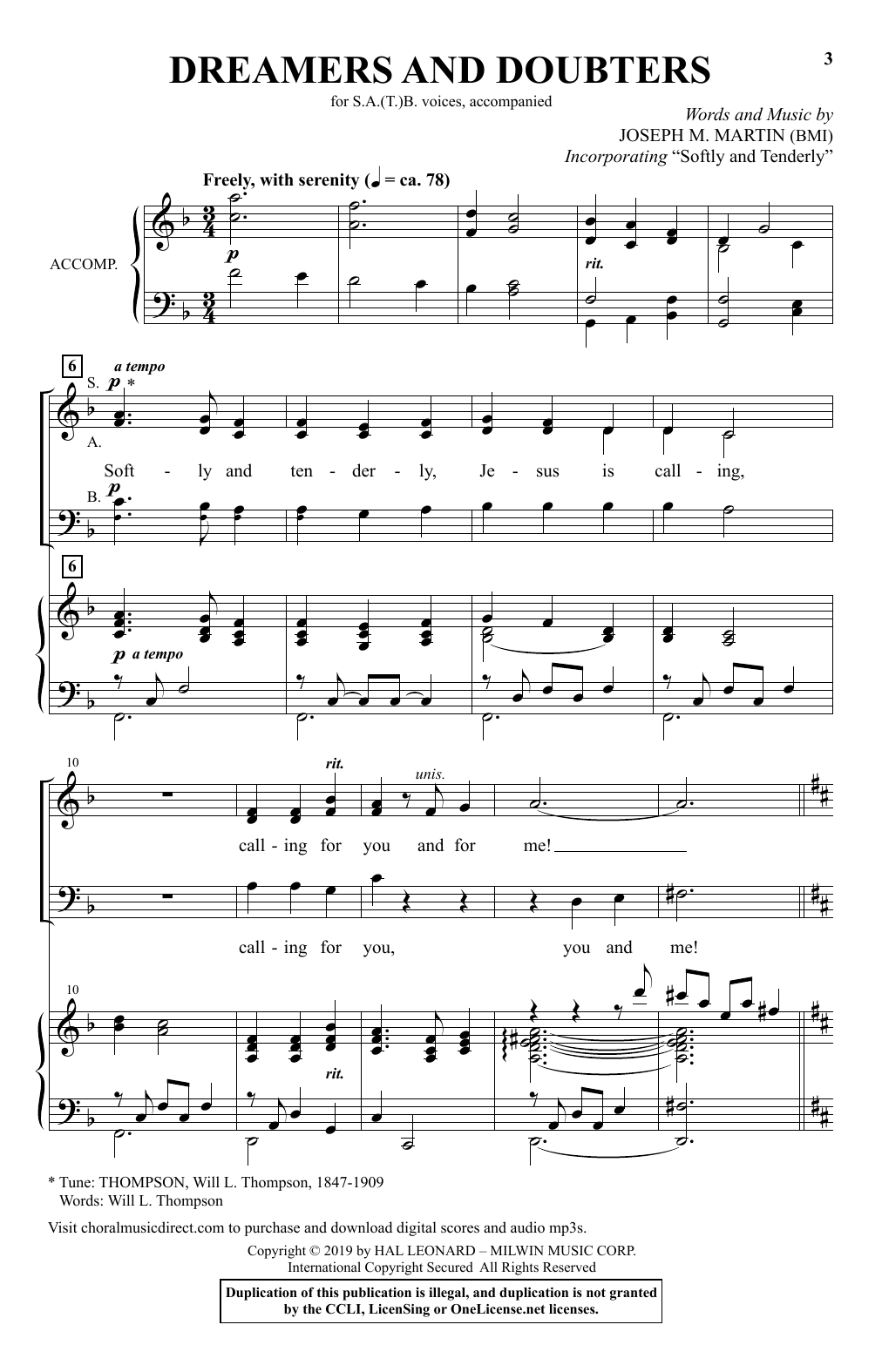 Download Joseph M. Martin Dreamers And Doubters Sheet Music