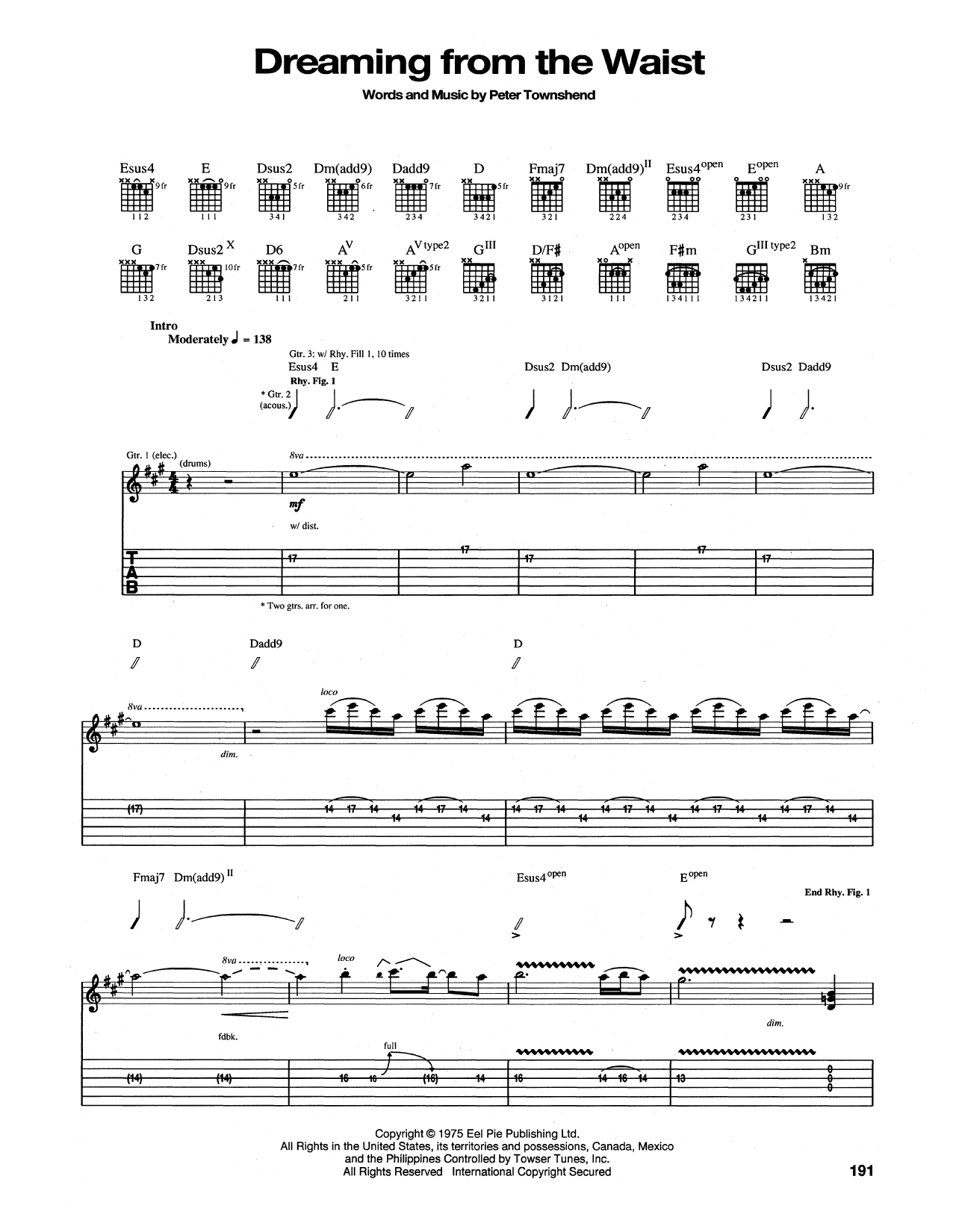 Download The Who Dreaming From The Waist Sheet Music