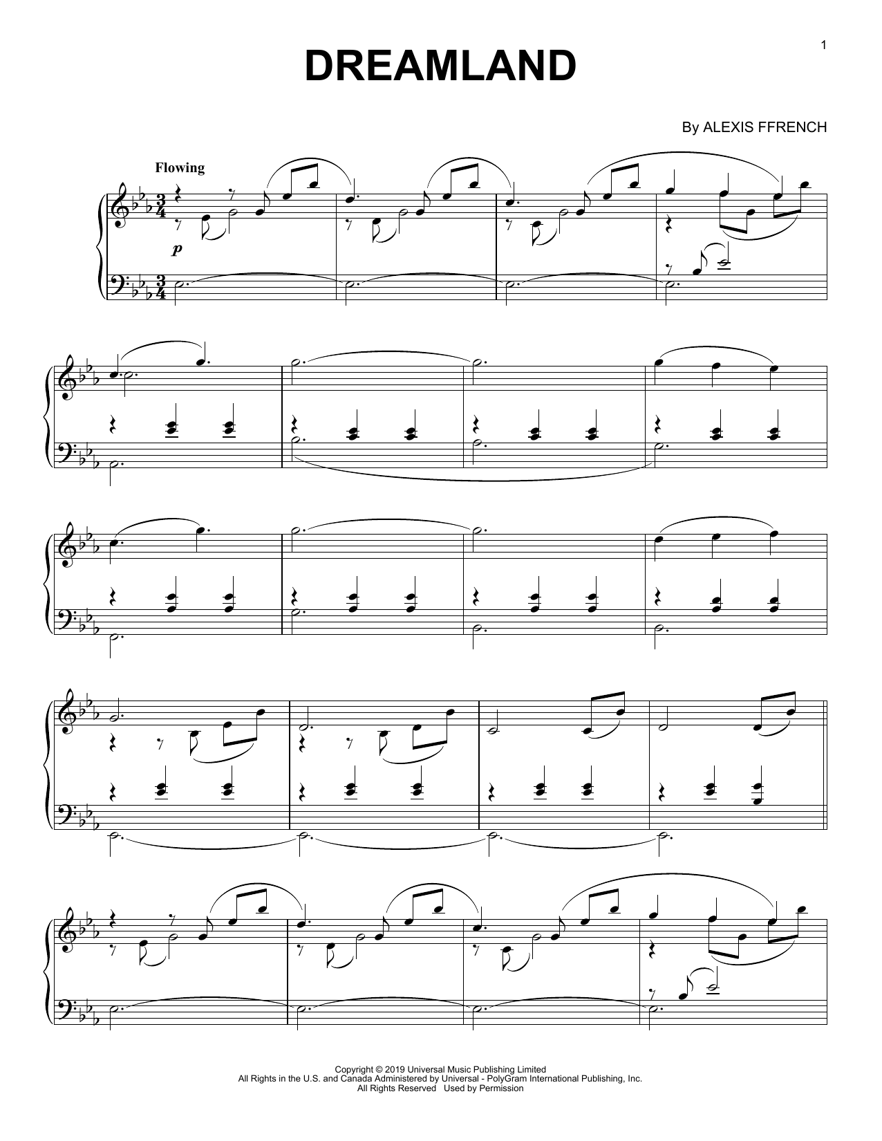 Download Alexis Ffrench Dreamland Sheet Music