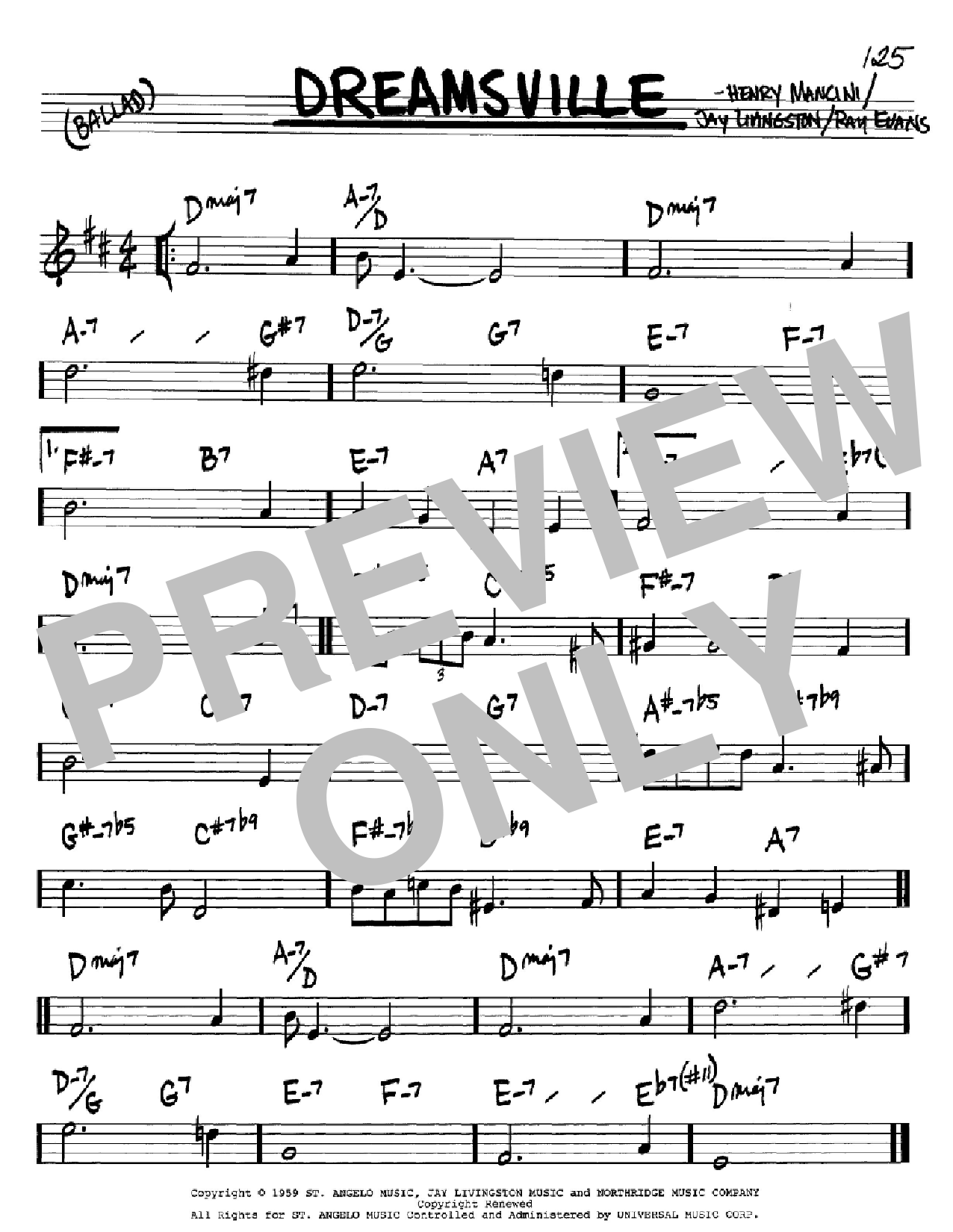 Download Henry Mancini Dreamsville Sheet Music