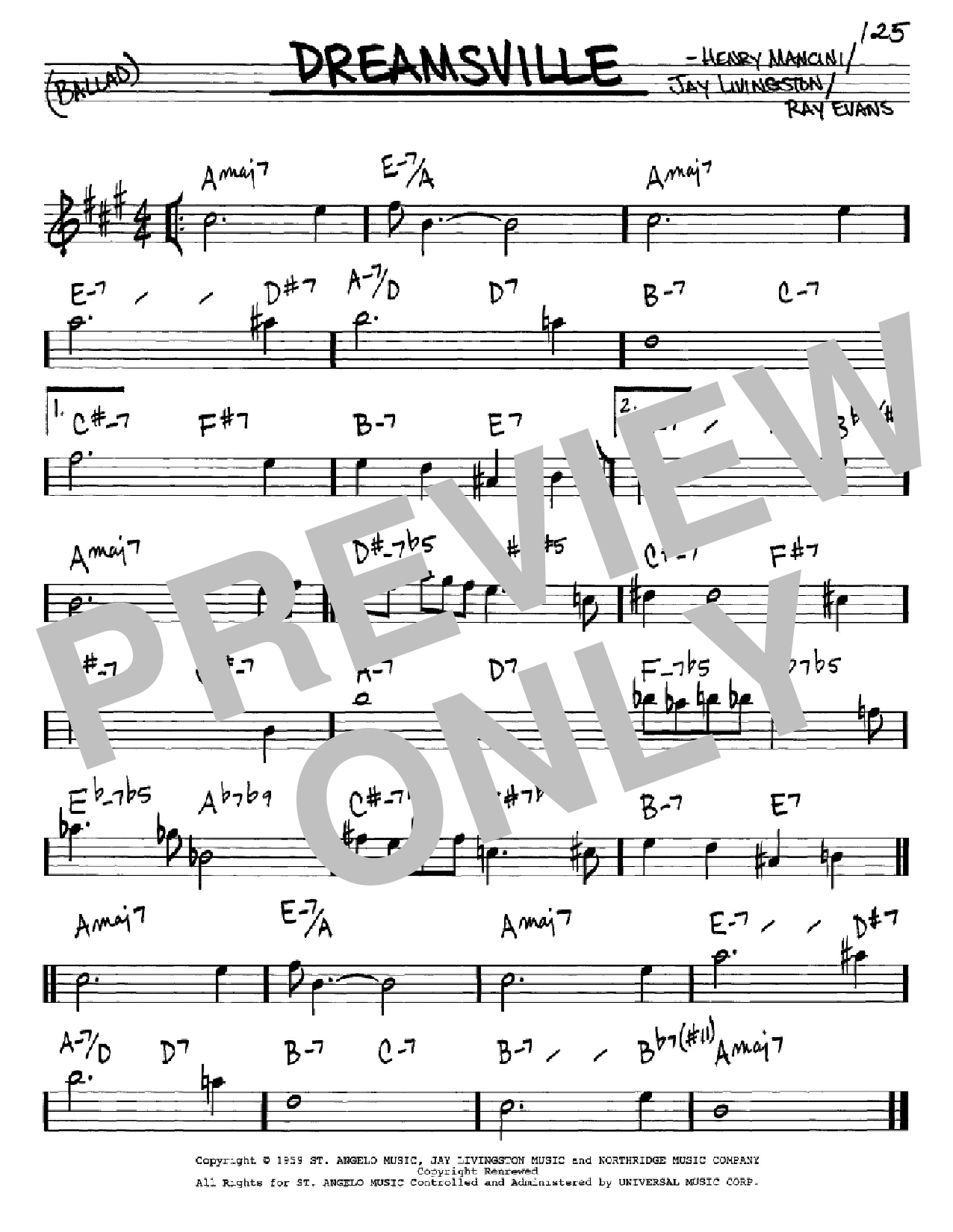 Download Henry Mancini Dreamsville Sheet Music