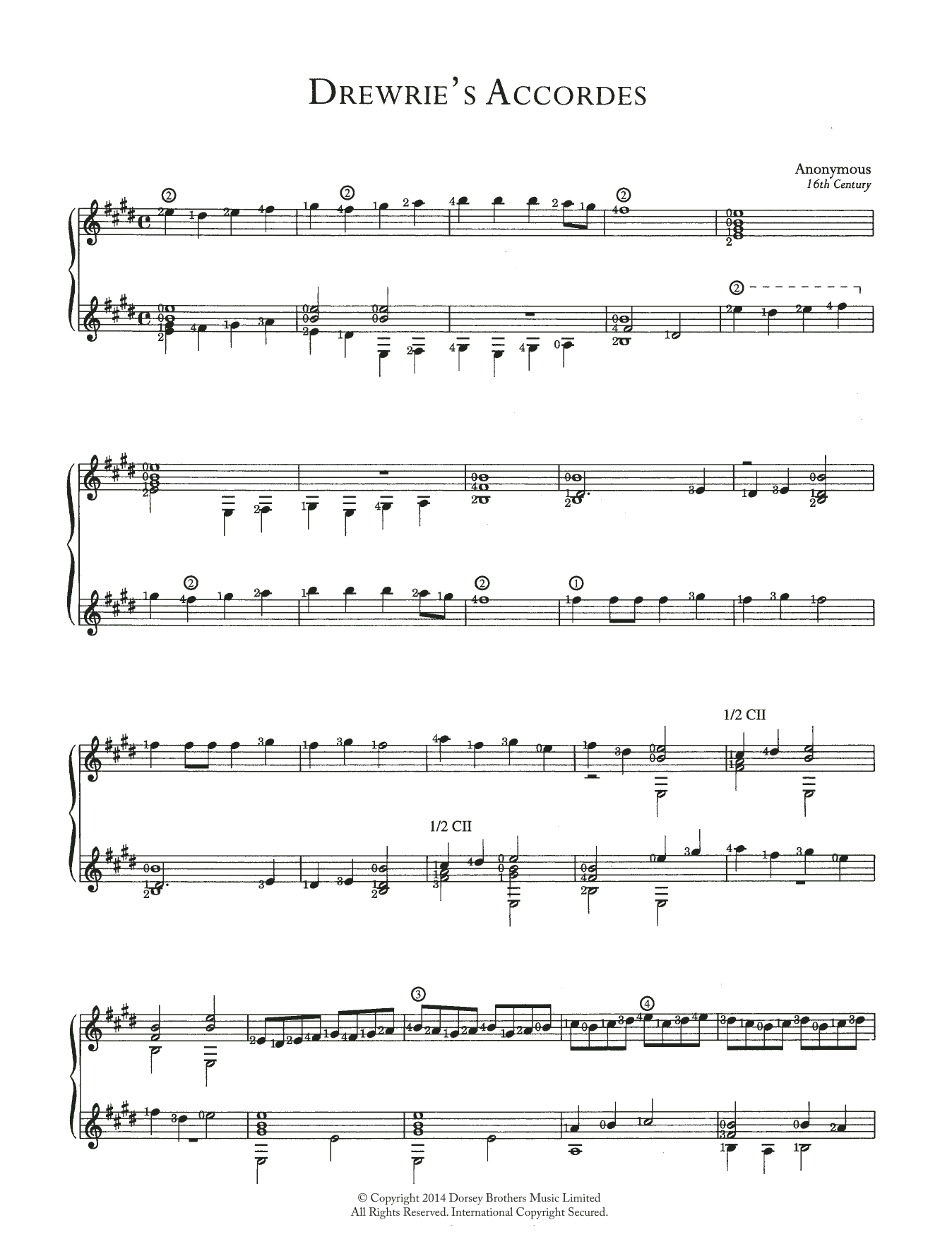 Download Anonymous Drewrie's Accordes Sheet Music