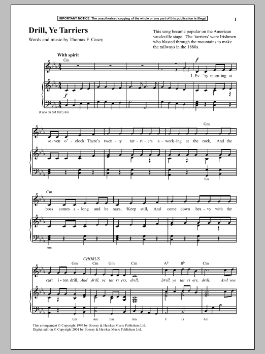 Download Thomas F. Casey Drill, Ye Tarriers Sheet Music