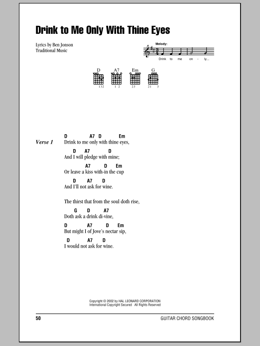Download Traditional Drink To Me Only With Thine Eyes Sheet Music