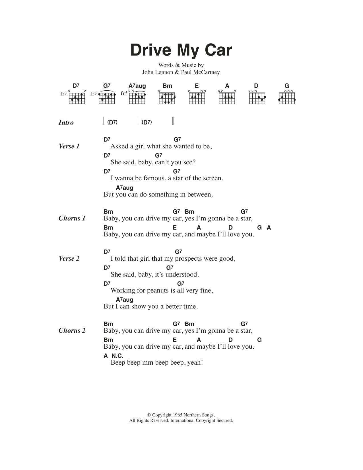 Download The Beatles Drive My Car Sheet Music