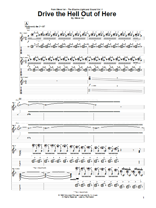 Download Steve Vai Drive The Hell Out Of Here Sheet Music