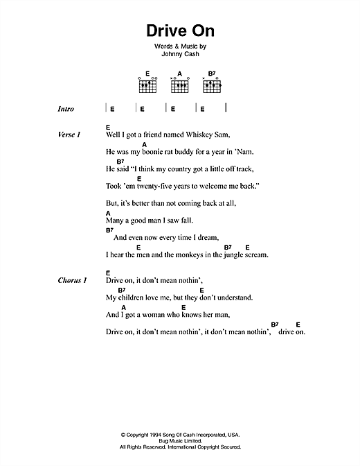 Download Johnny Cash Drive On Sheet Music