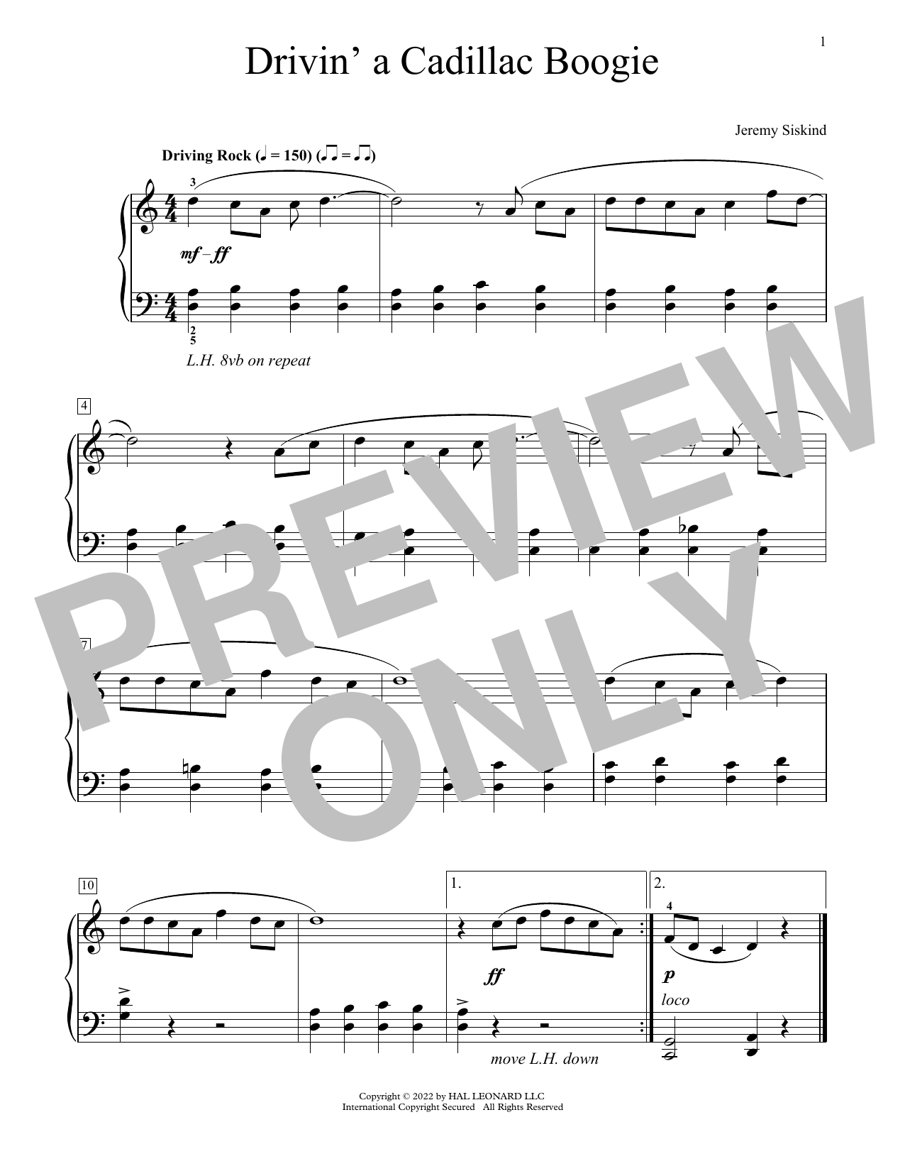 Download Jeremy Siskind Drivin' A Cadillac Boogie Sheet Music