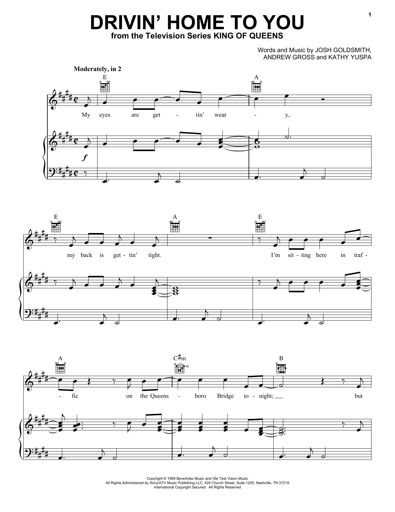 Download Billy Vera Drivin' Home To You (from King of Queen Sheet Music