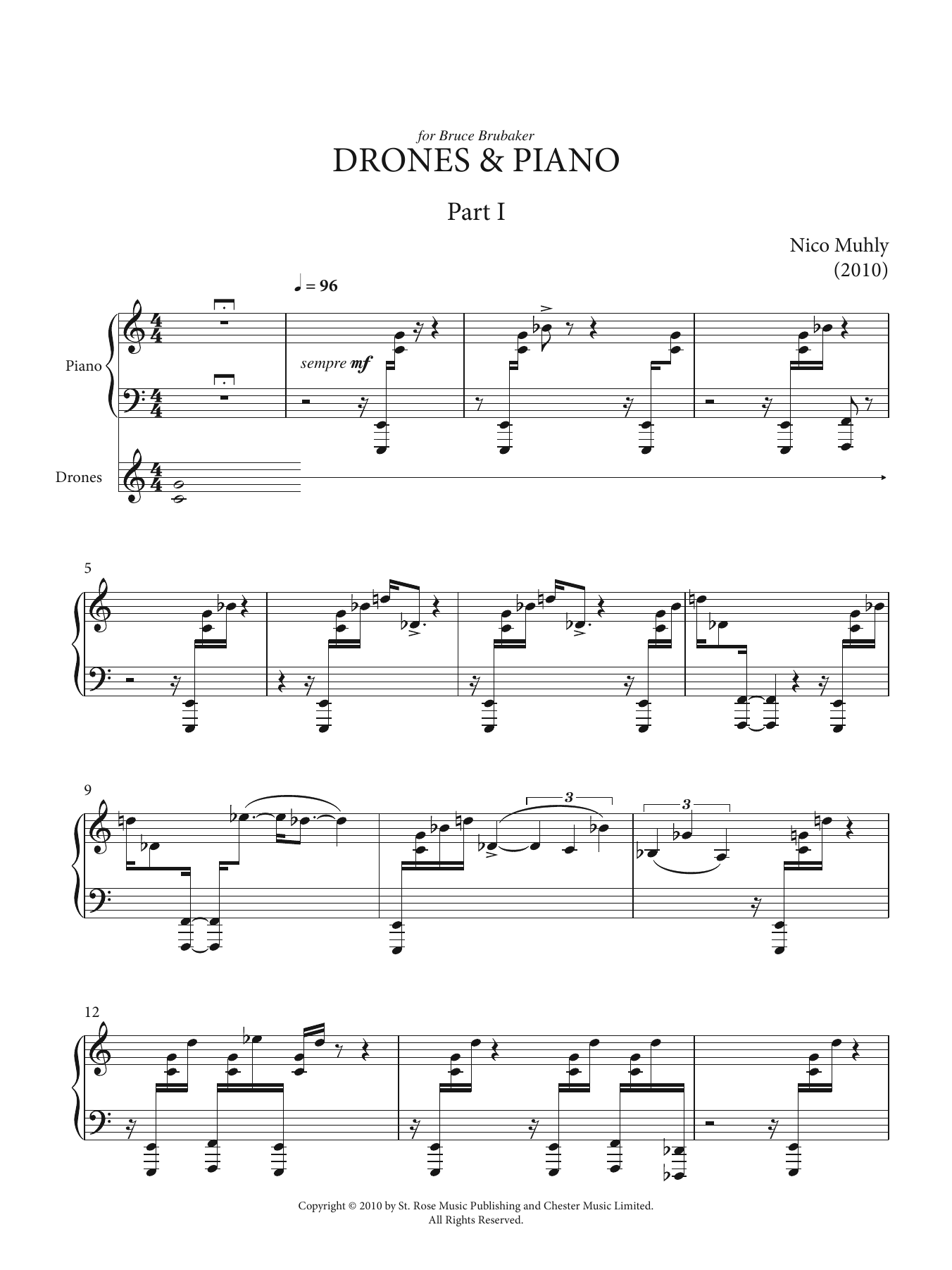 Download Nico Muhly Drones And Piano Sheet Music