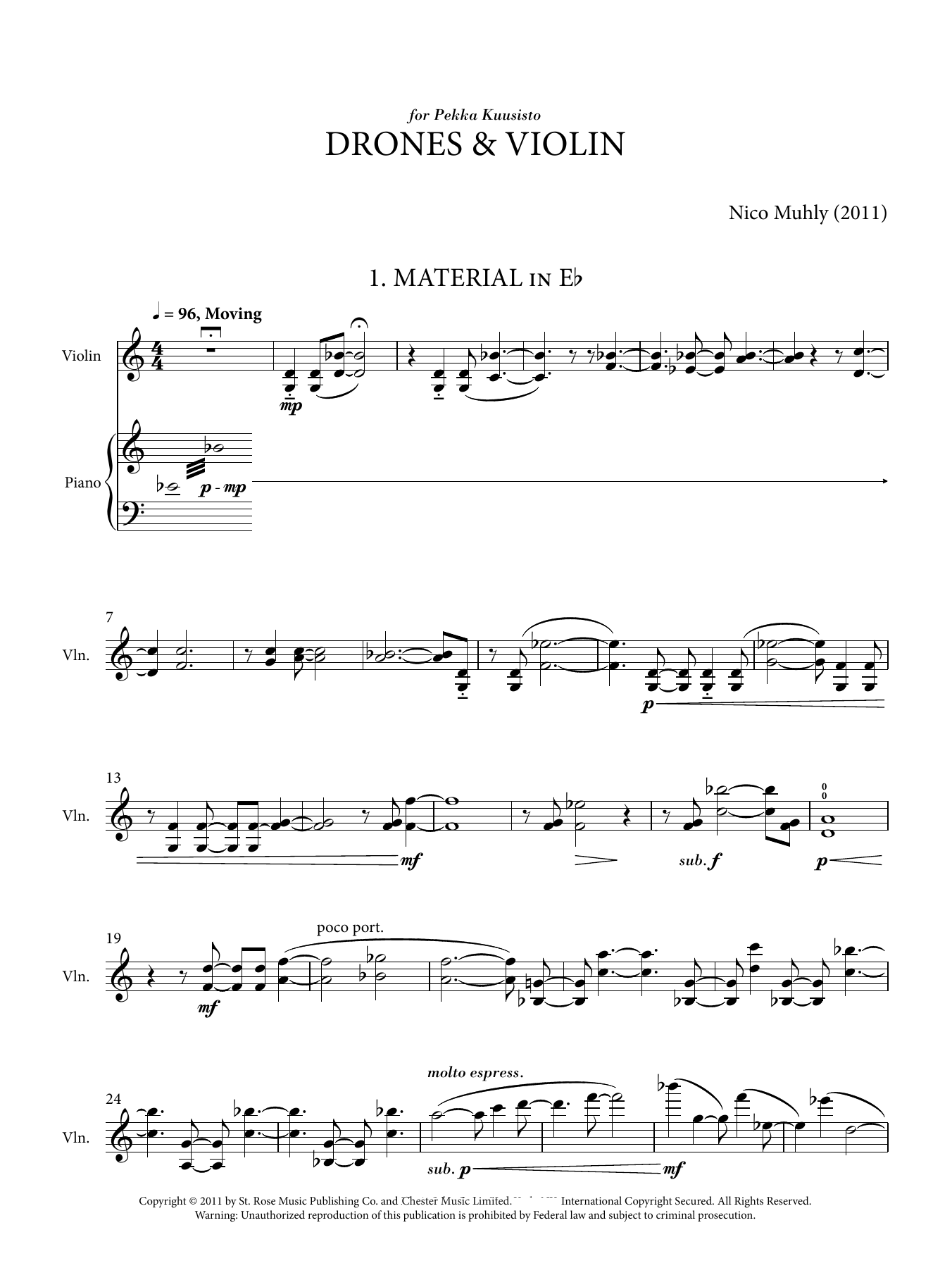 Download Nico Muhly Drones And Violin Sheet Music