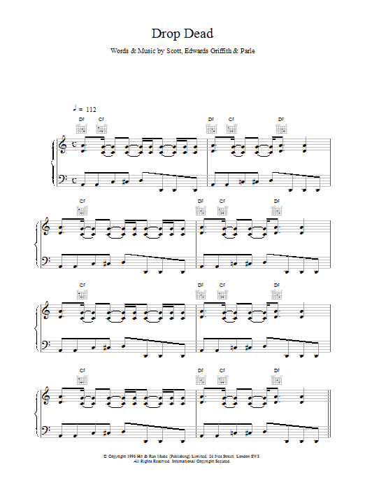 Space Drop Dead sheet music notes printable PDF score