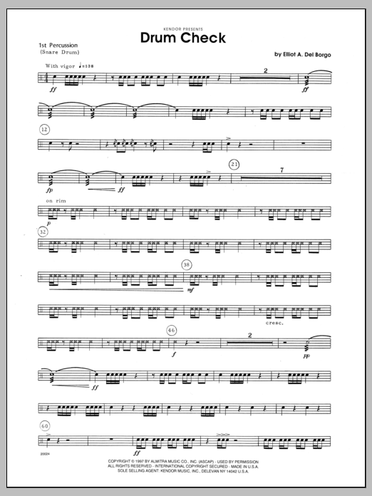 Download Del Borgo Drum Check - Percussion 1 Sheet Music