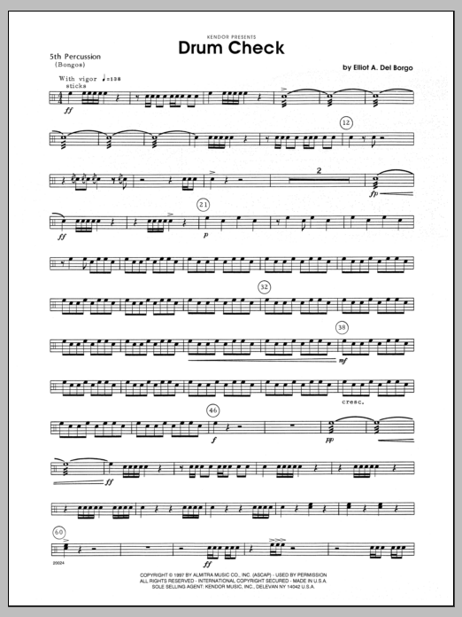 Download Del Borgo Drum Check - Percussion 5 Sheet Music