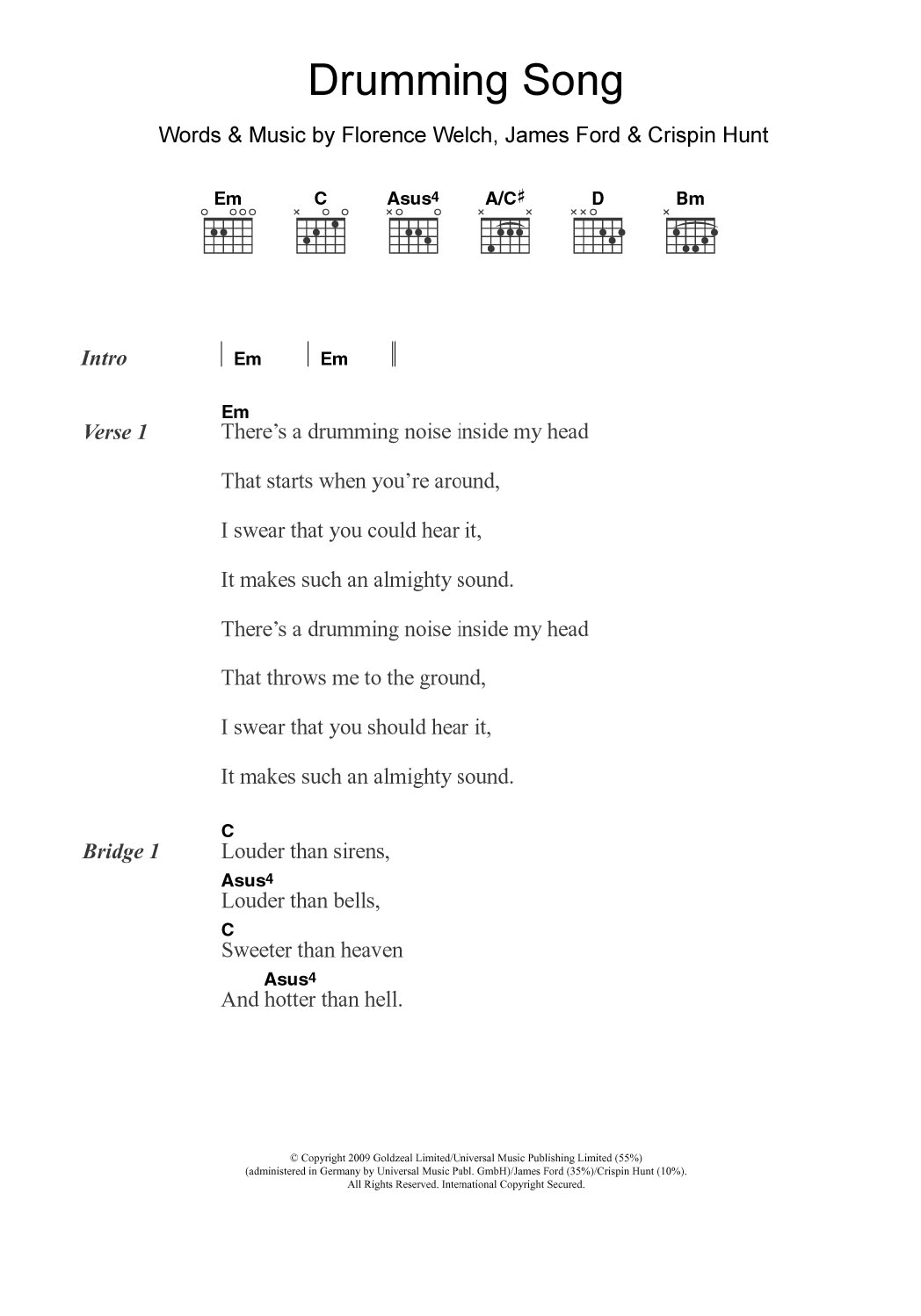 Download Florence And The Machine Drumming Song Sheet Music
