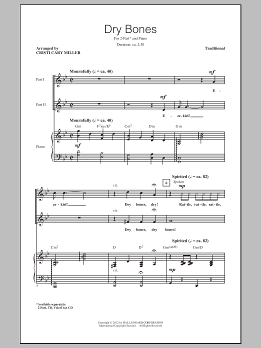 Download Traditional Dry Bones (arr. Cristi Cary Miller) Sheet Music