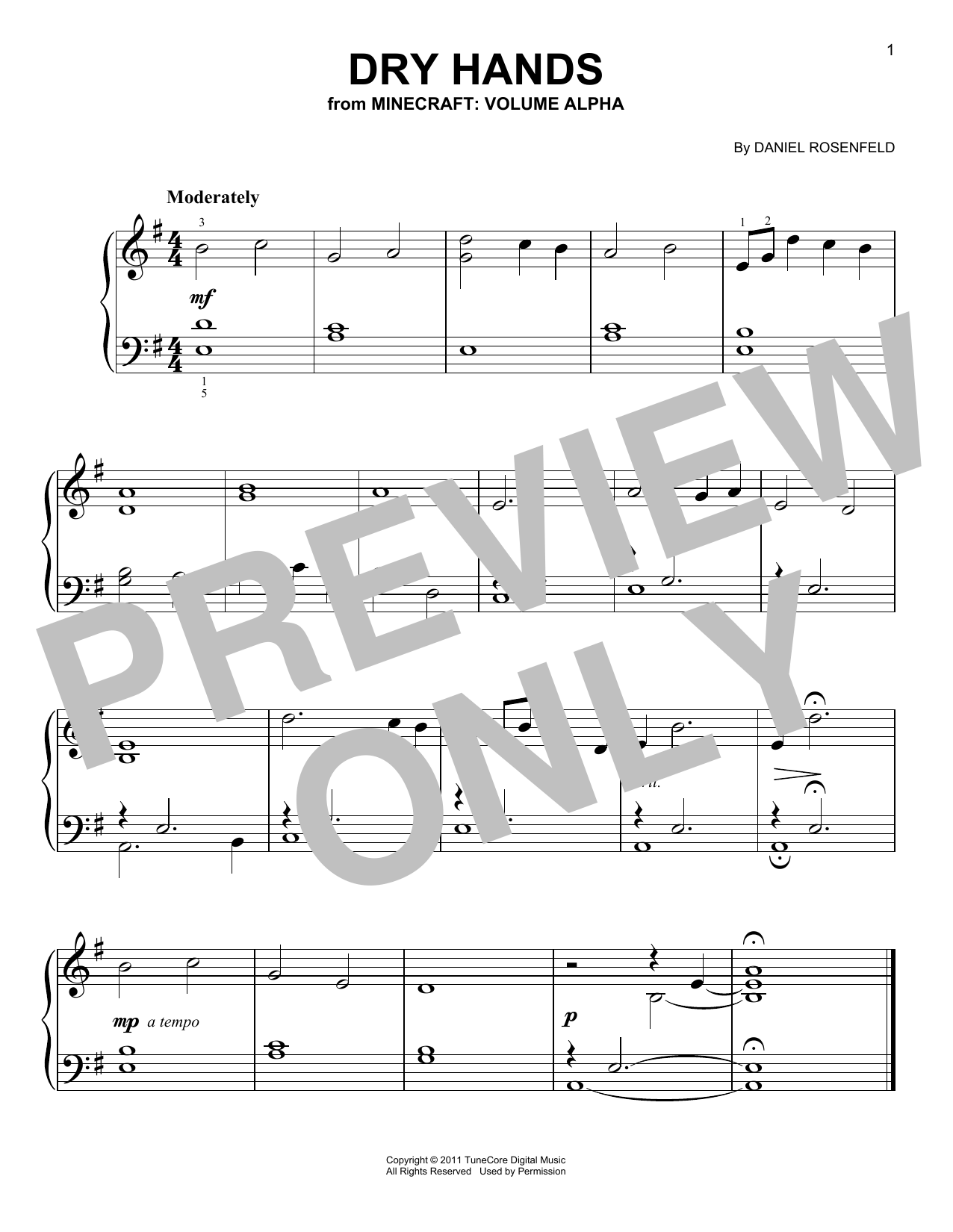 Download C418 Dry Hands (from Minecraft) Sheet Music
