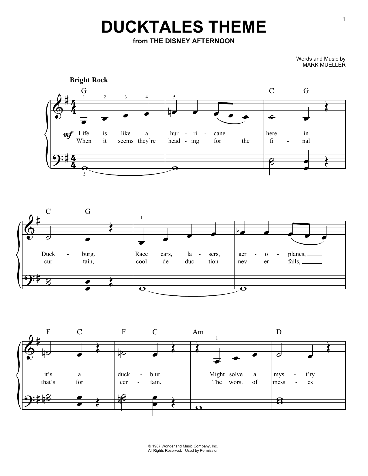 Download Mark Mueller DuckTales Theme Sheet Music