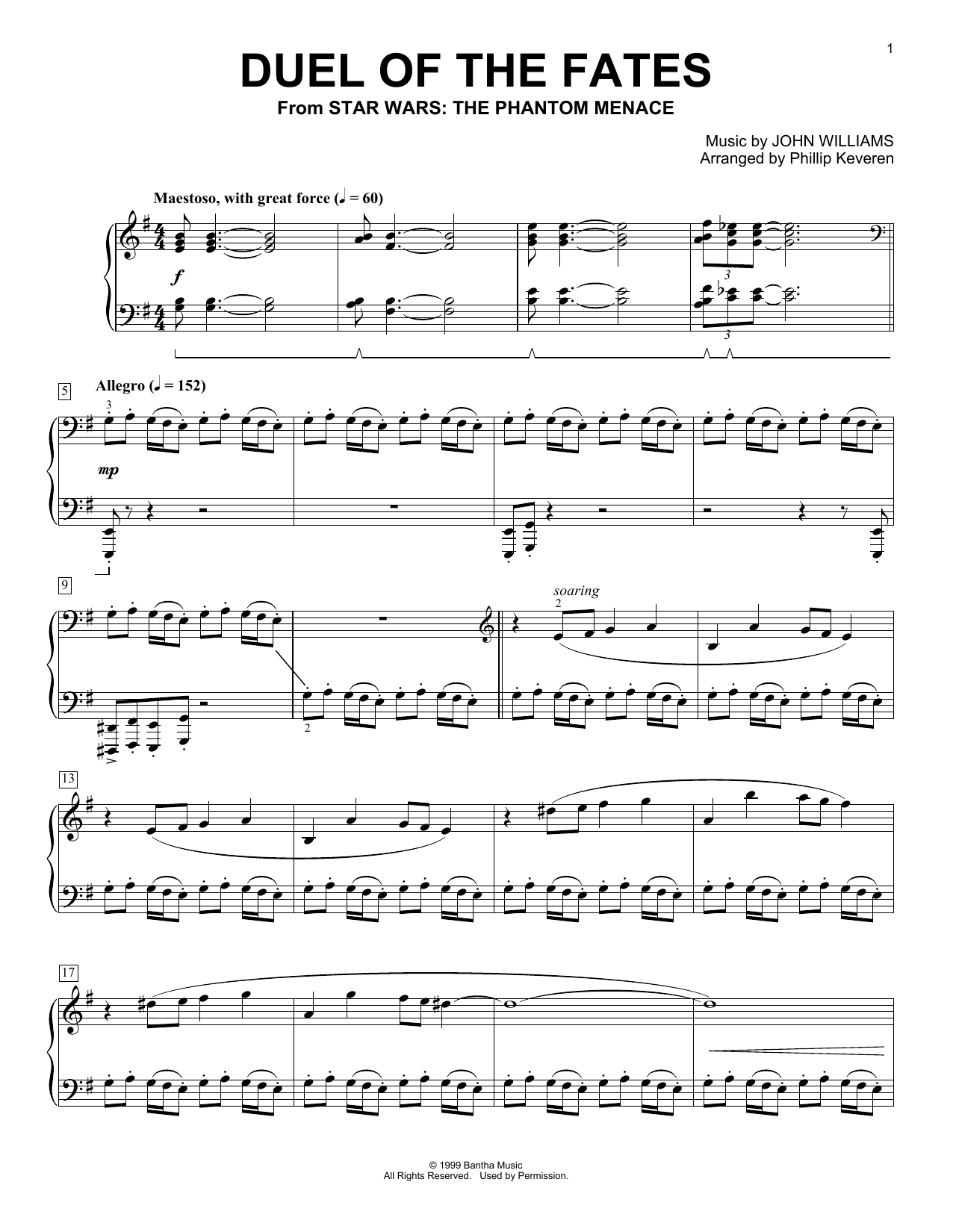 Download Phillip Keveren Duel Of The Fates Sheet Music