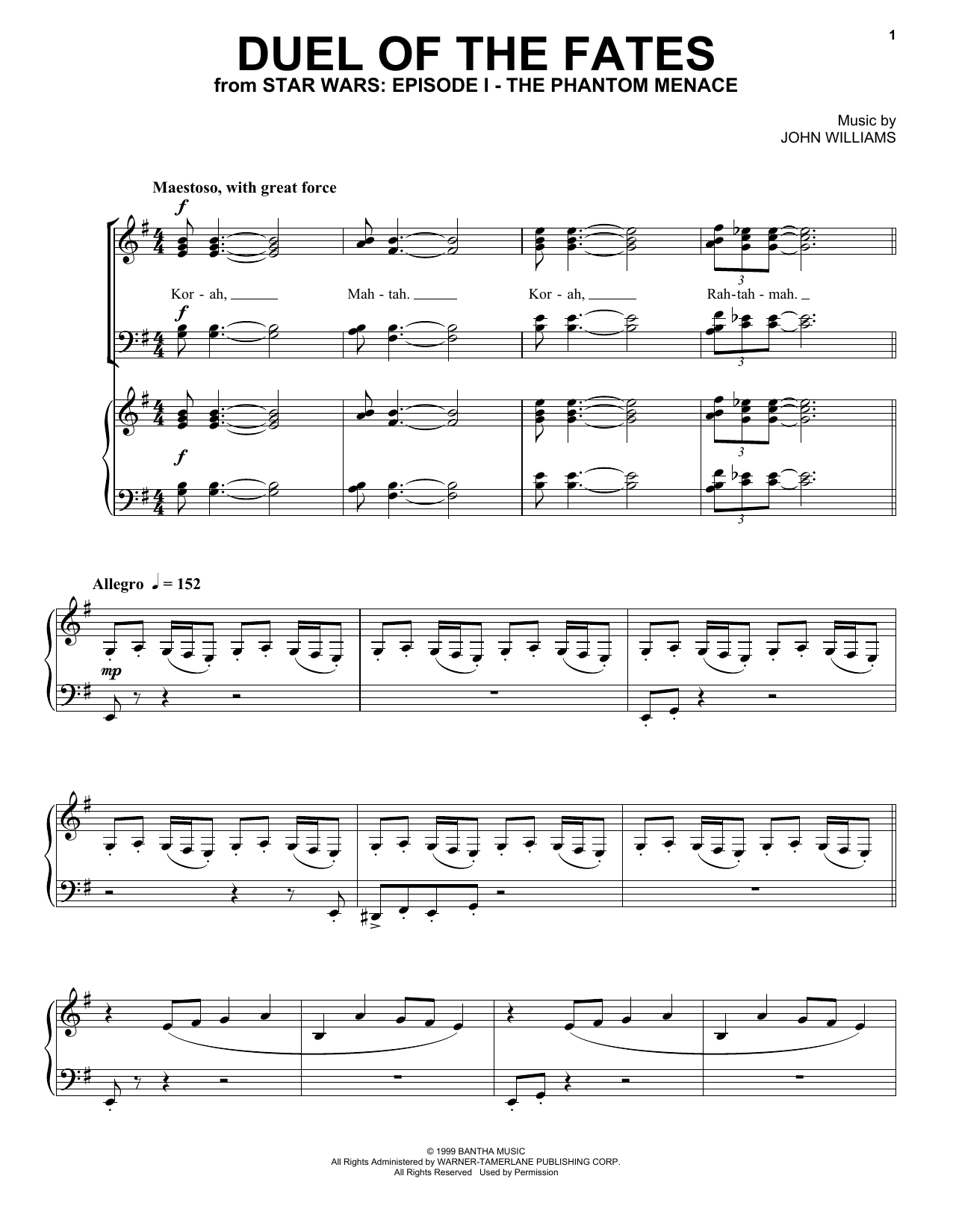 Download John Williams Duel Of The Fates Sheet Music