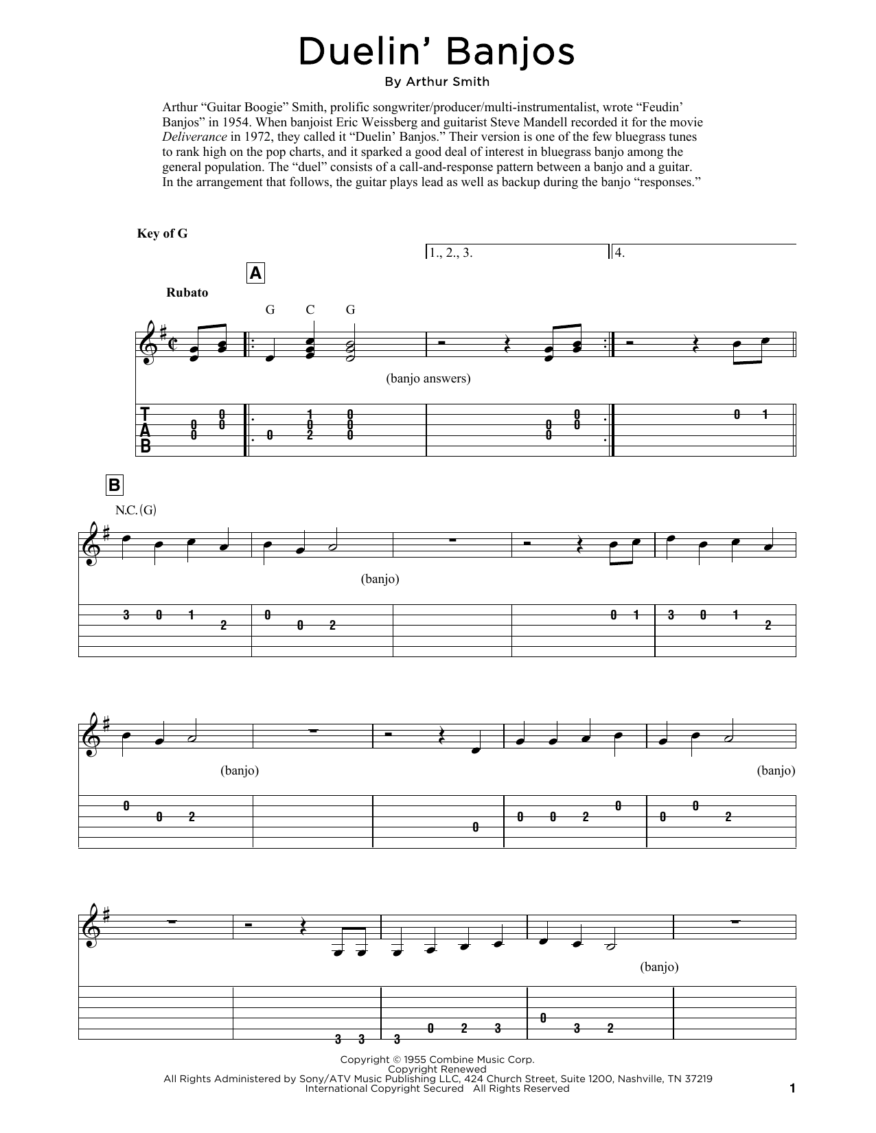Download Eric Weissberg & Steve Mandell Duelin' Banjos (arr. Fred Sokolow) Sheet Music