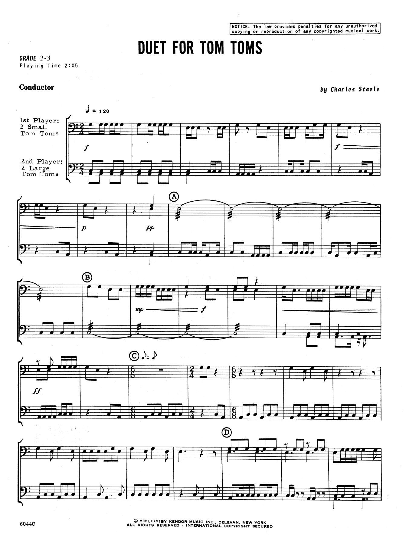 Download Charles Steele Duet For Tom Toms - Full Score Sheet Music