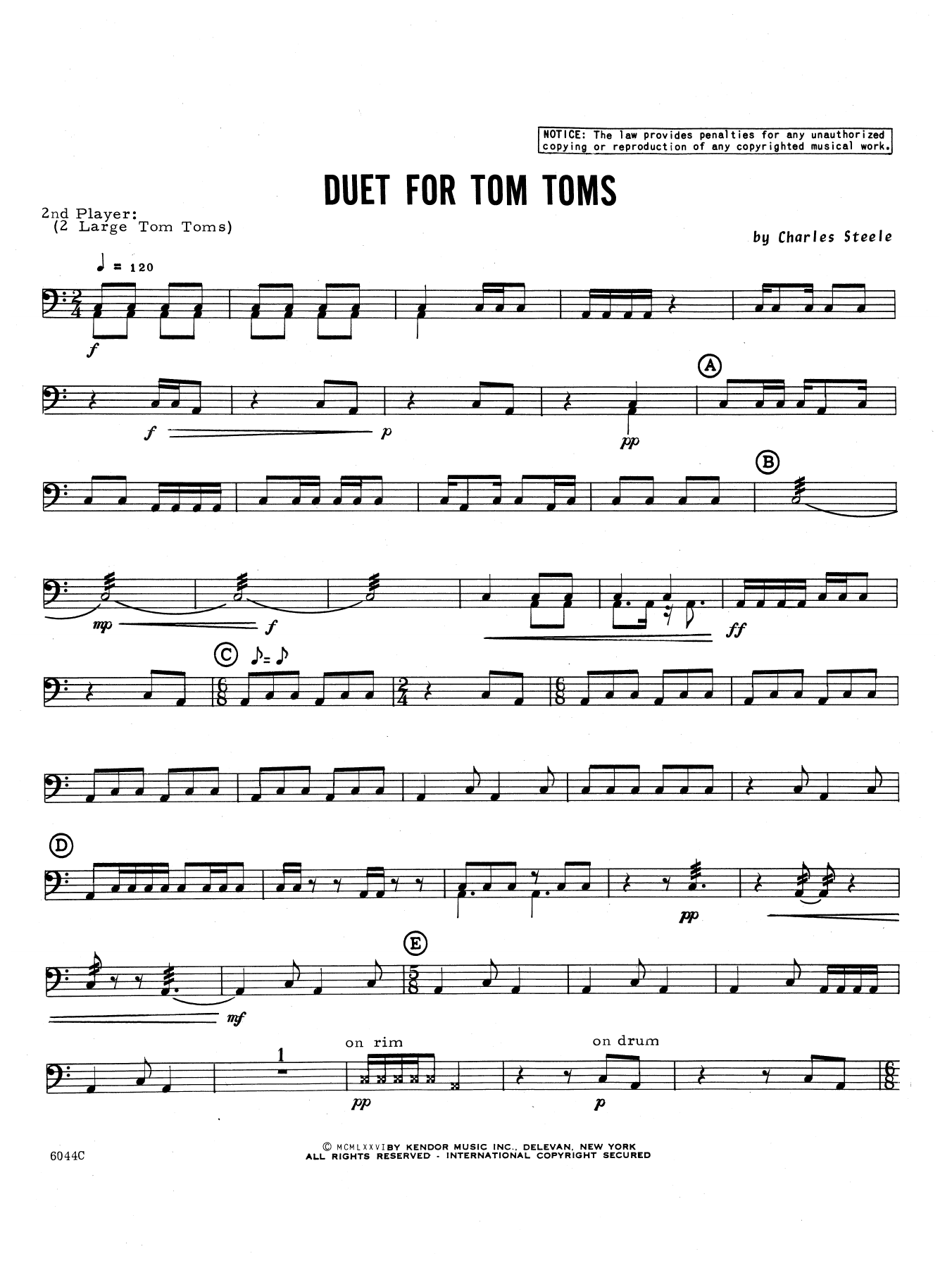 Download Charles Steele Duet For Tom Toms - Percussion 2 Sheet Music