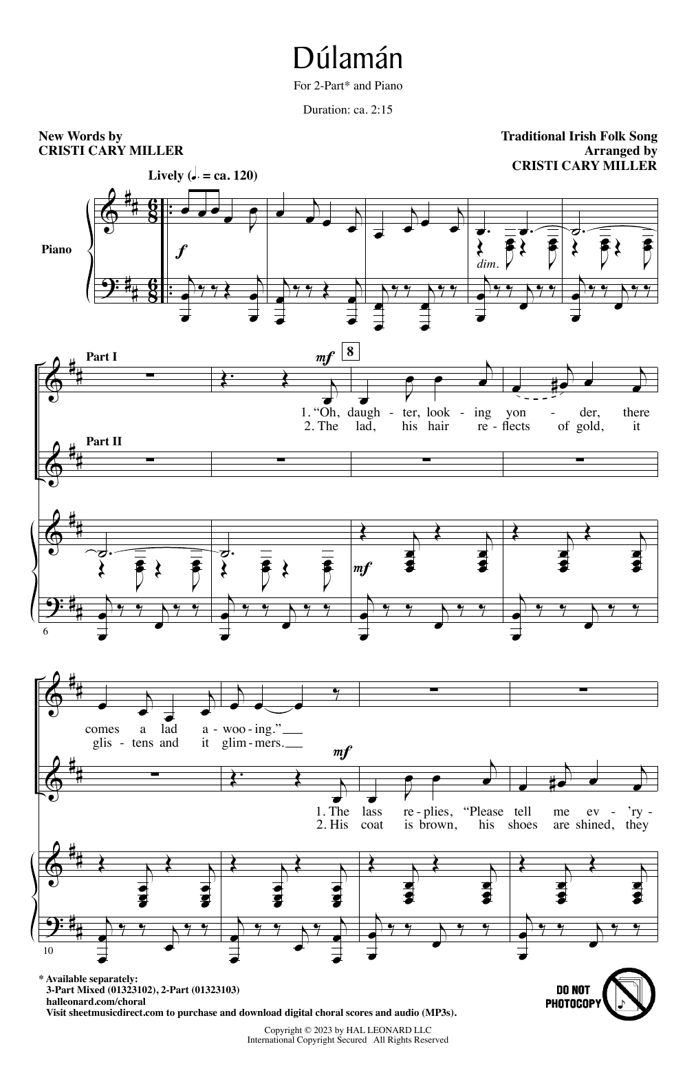 Irish Folk Song Dúlamán (arr. Cristi Cary Miller) sheet music notes printable PDF score