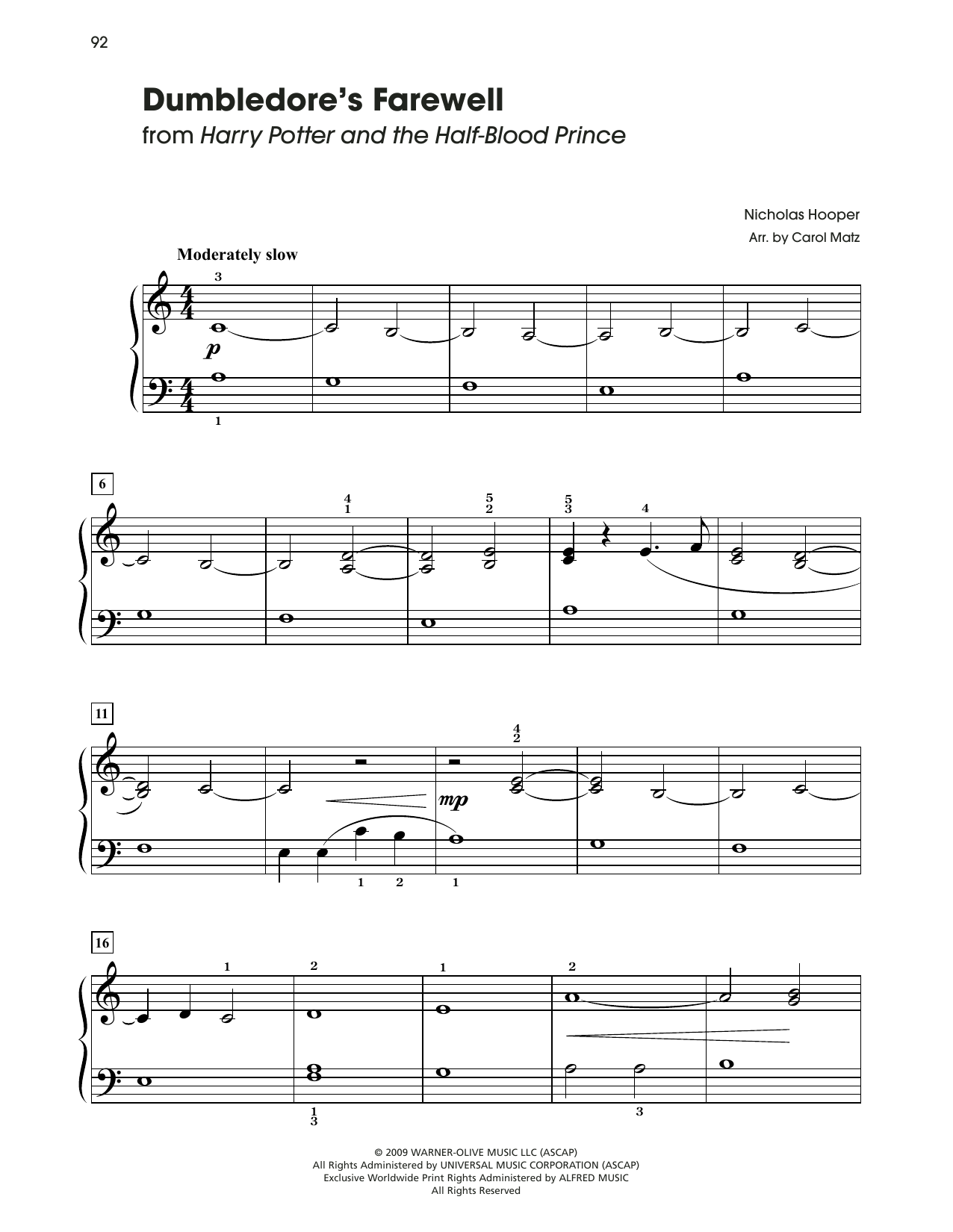 Download John Williams Dumbledore's Farewell (from Harry Potte Sheet Music
