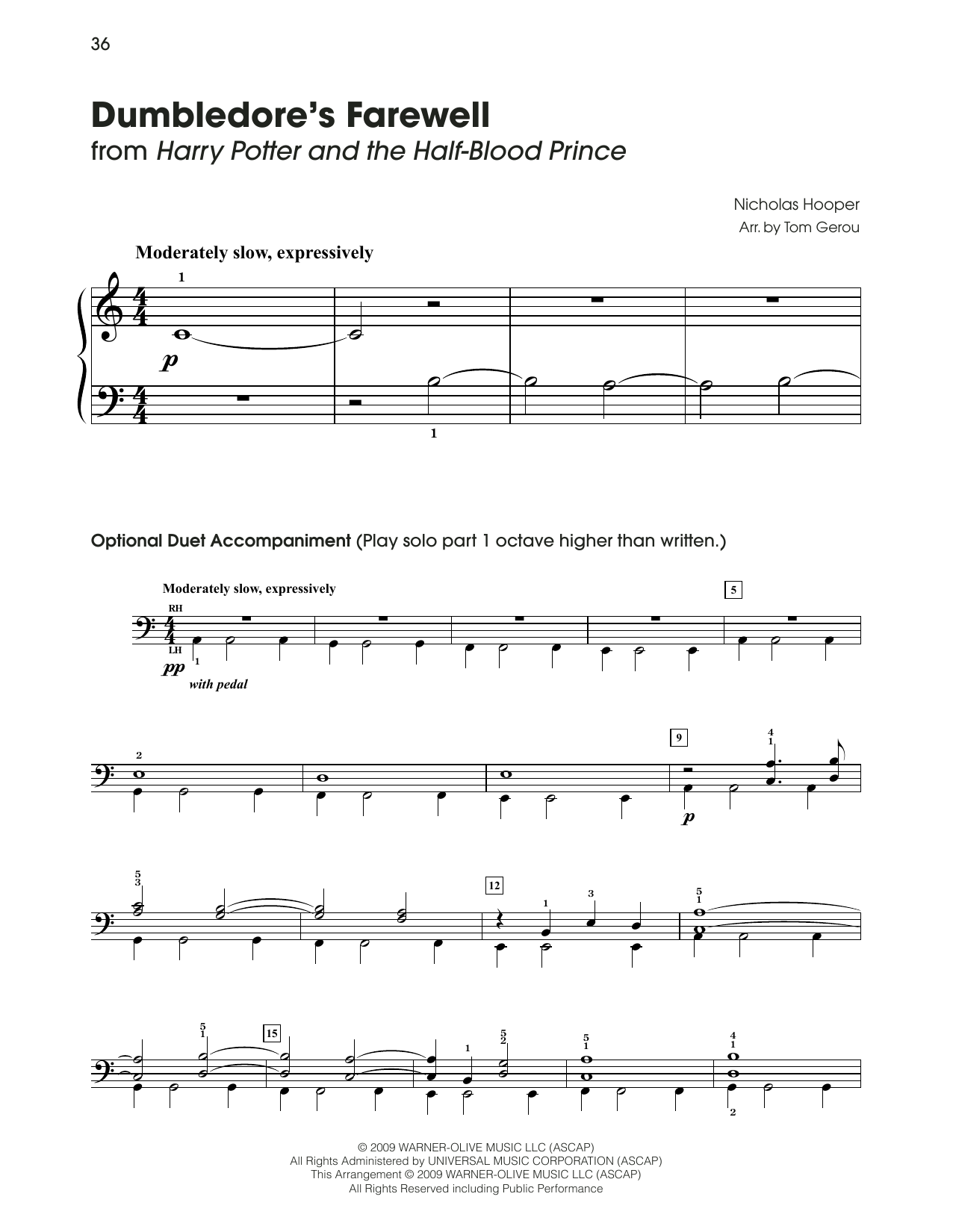 Download Nicholas Hooper Dumbledore's Farewell (from Harry Potte Sheet Music