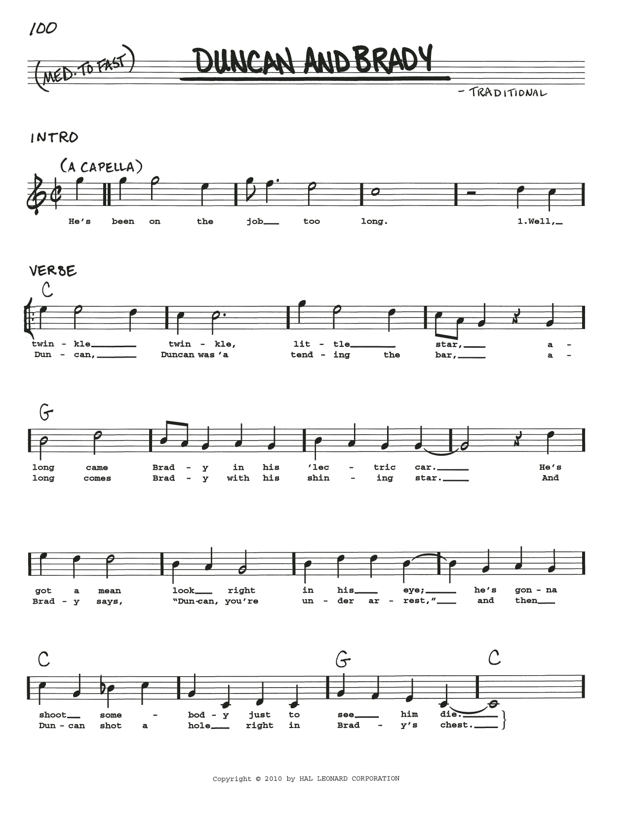 Download Traditional Duncan And Brady Sheet Music