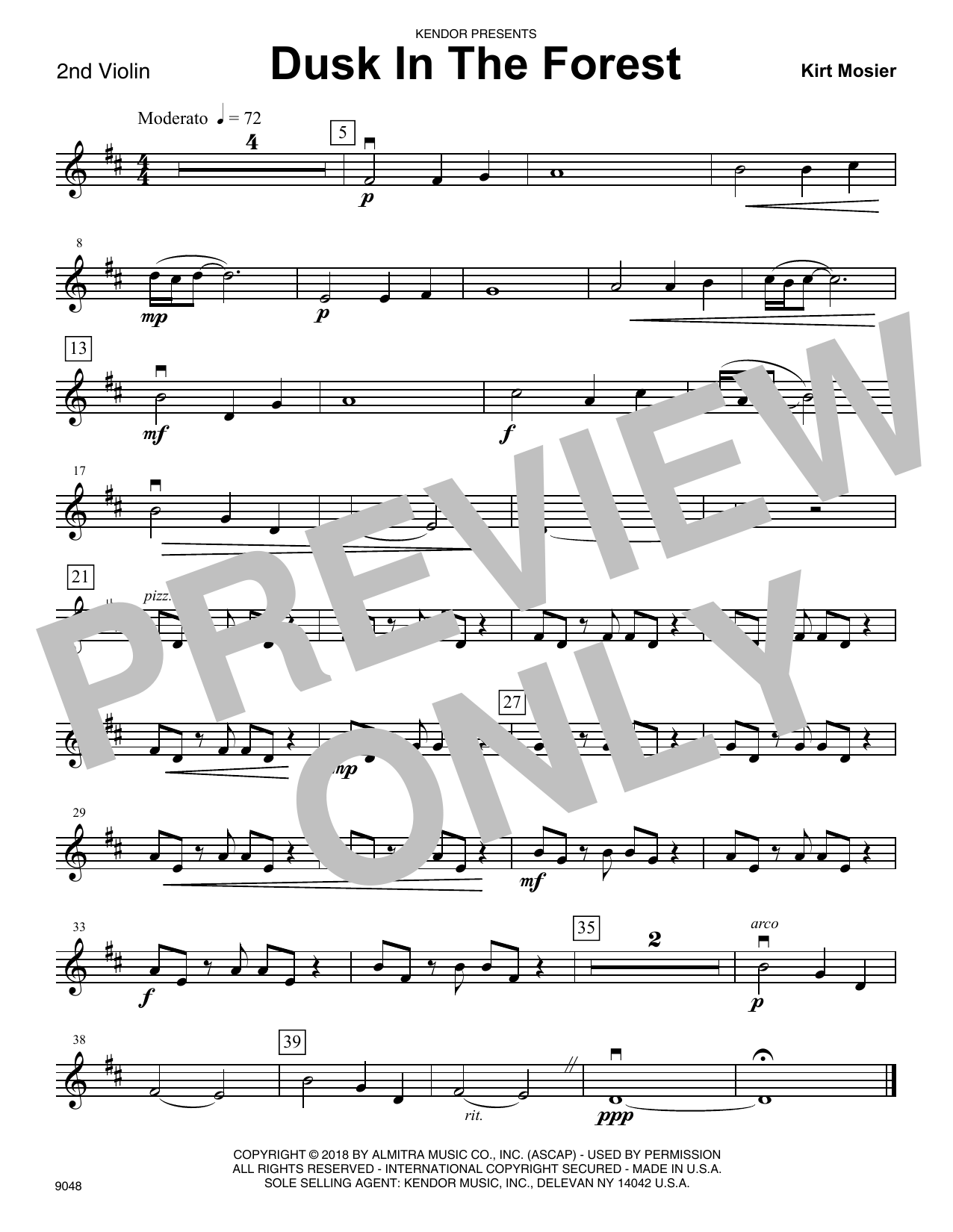 Download Kirt Mosier Dusk In The Forest - 2nd Violin Sheet Music
