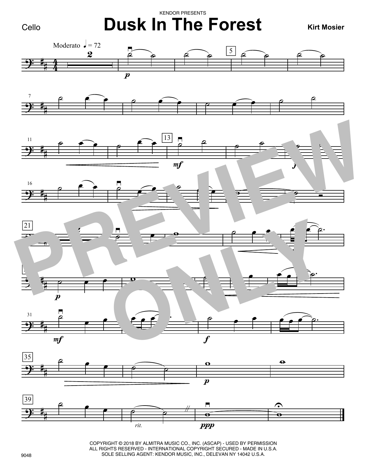 Download Kirt Mosier Dusk In The Forest - Cello Sheet Music