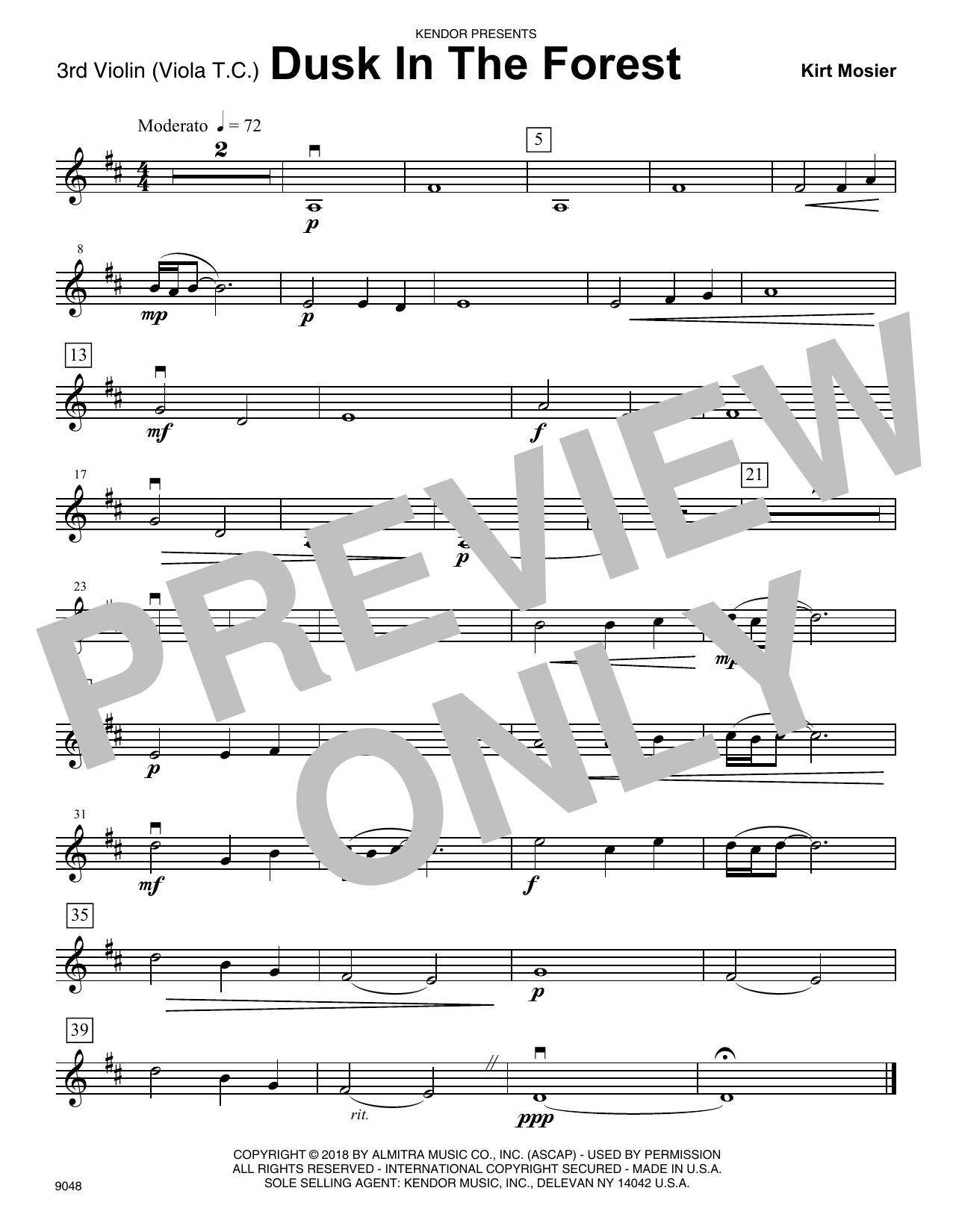 Download Kirt Mosier Dusk In The Forest - Violin 3 (Viola T. Sheet Music
