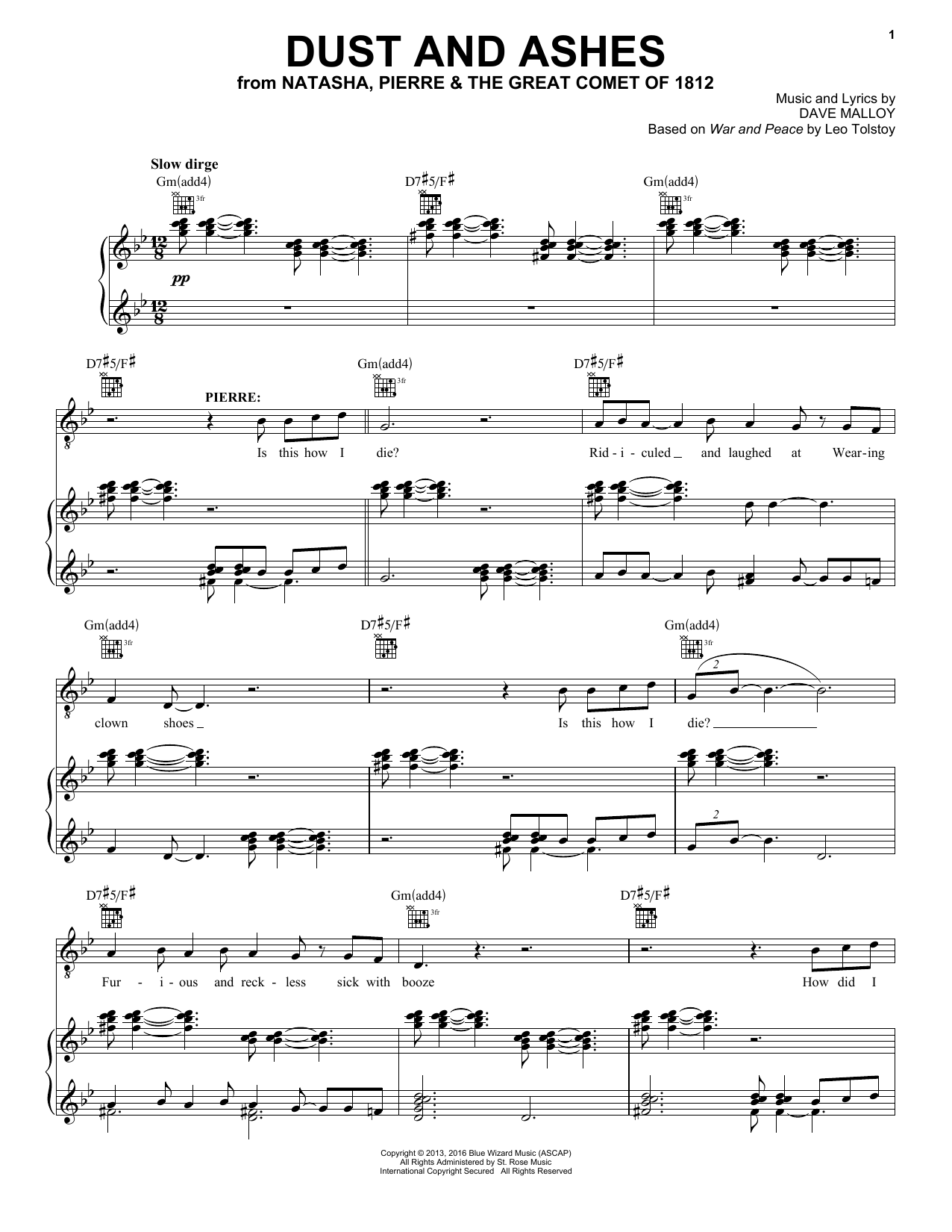 Download Dave Malloy Dust And Ashes Sheet Music