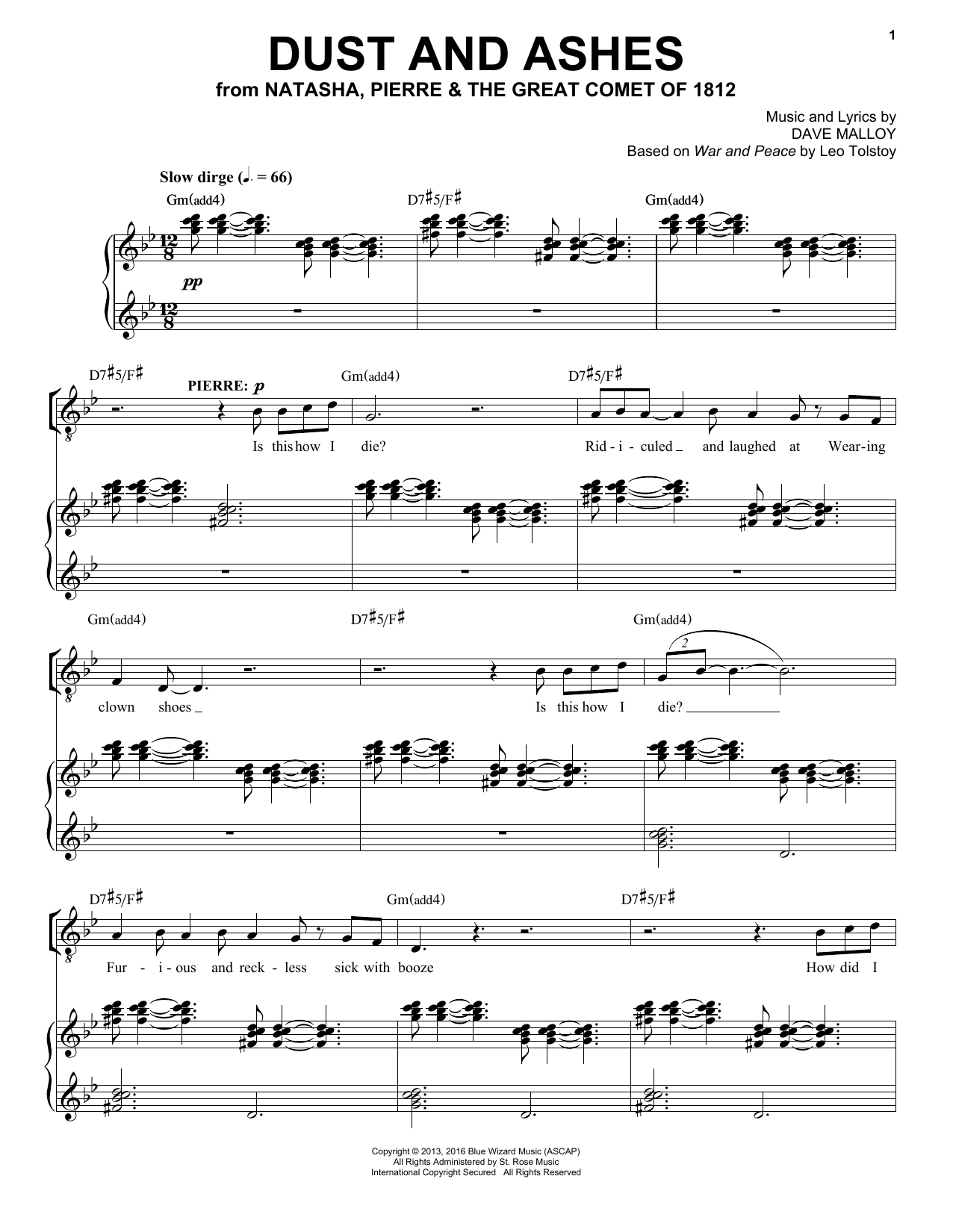 Download Josh Groban Dust And Ashes (from Natasha, Pierre & Sheet Music