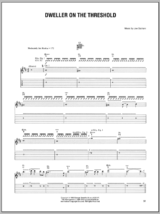 Download Joe Satriani Dweller On The Threshold Sheet Music