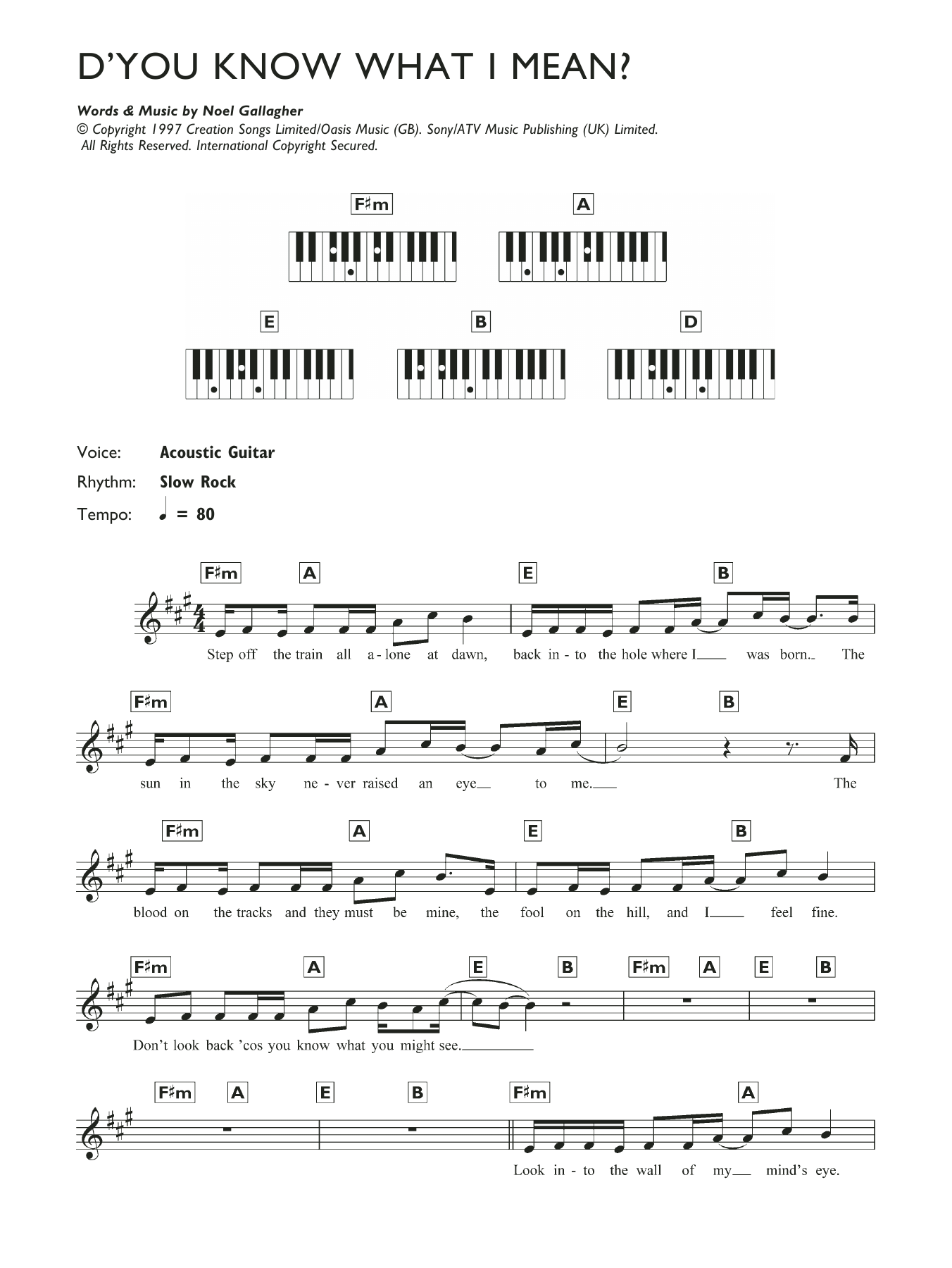 Download Oasis D'You Know What I Mean? Sheet Music